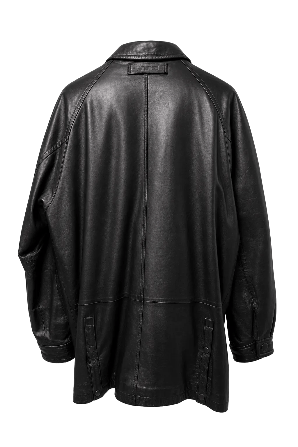 1990s Black Leather Mens Leather Jacket - Back View