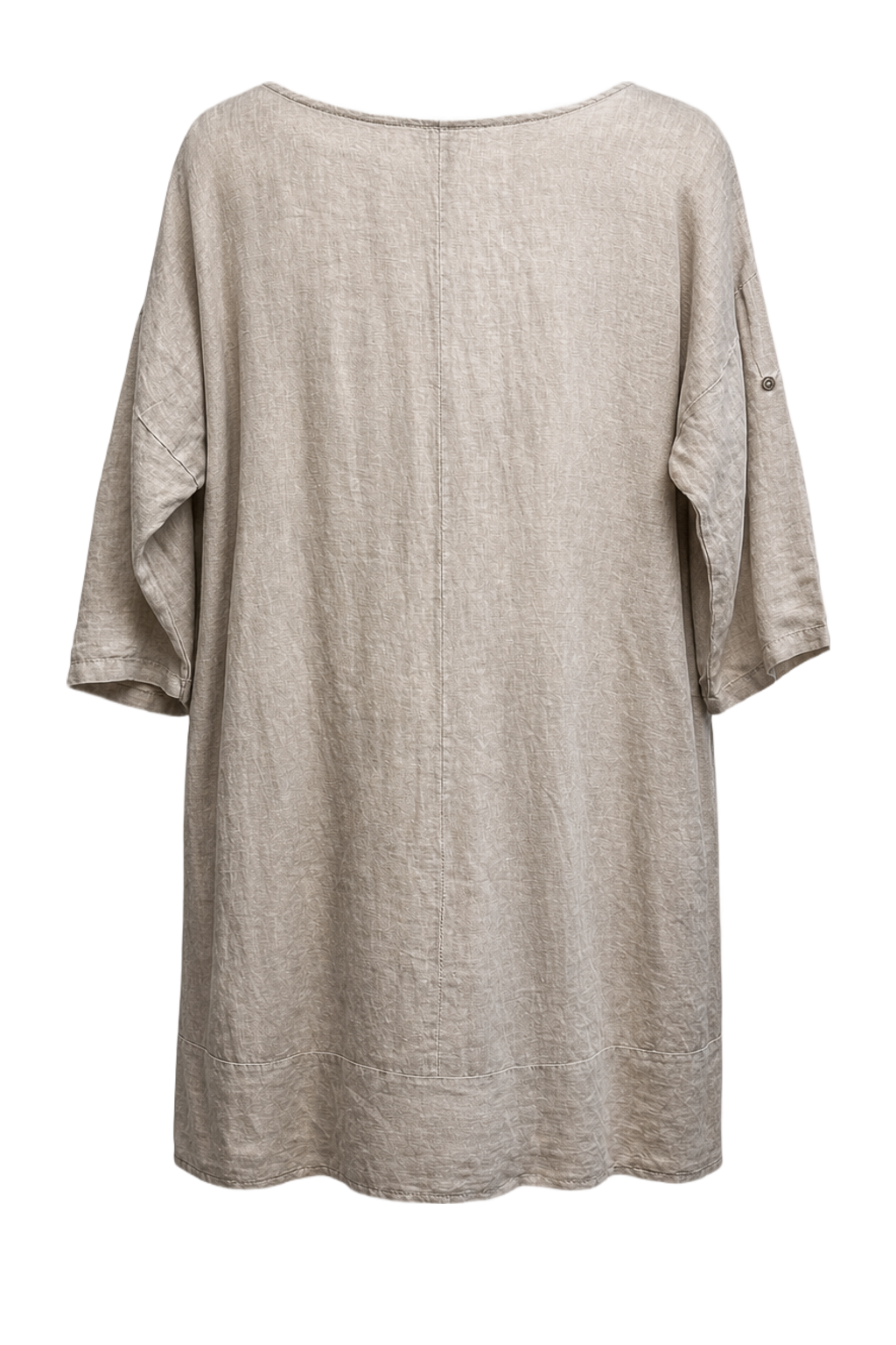 1970s Light Grey Linen Dress - Back View