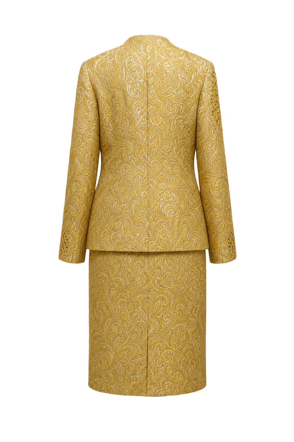 1980s Gold Metallic Blazer and Skirt Set - Back View