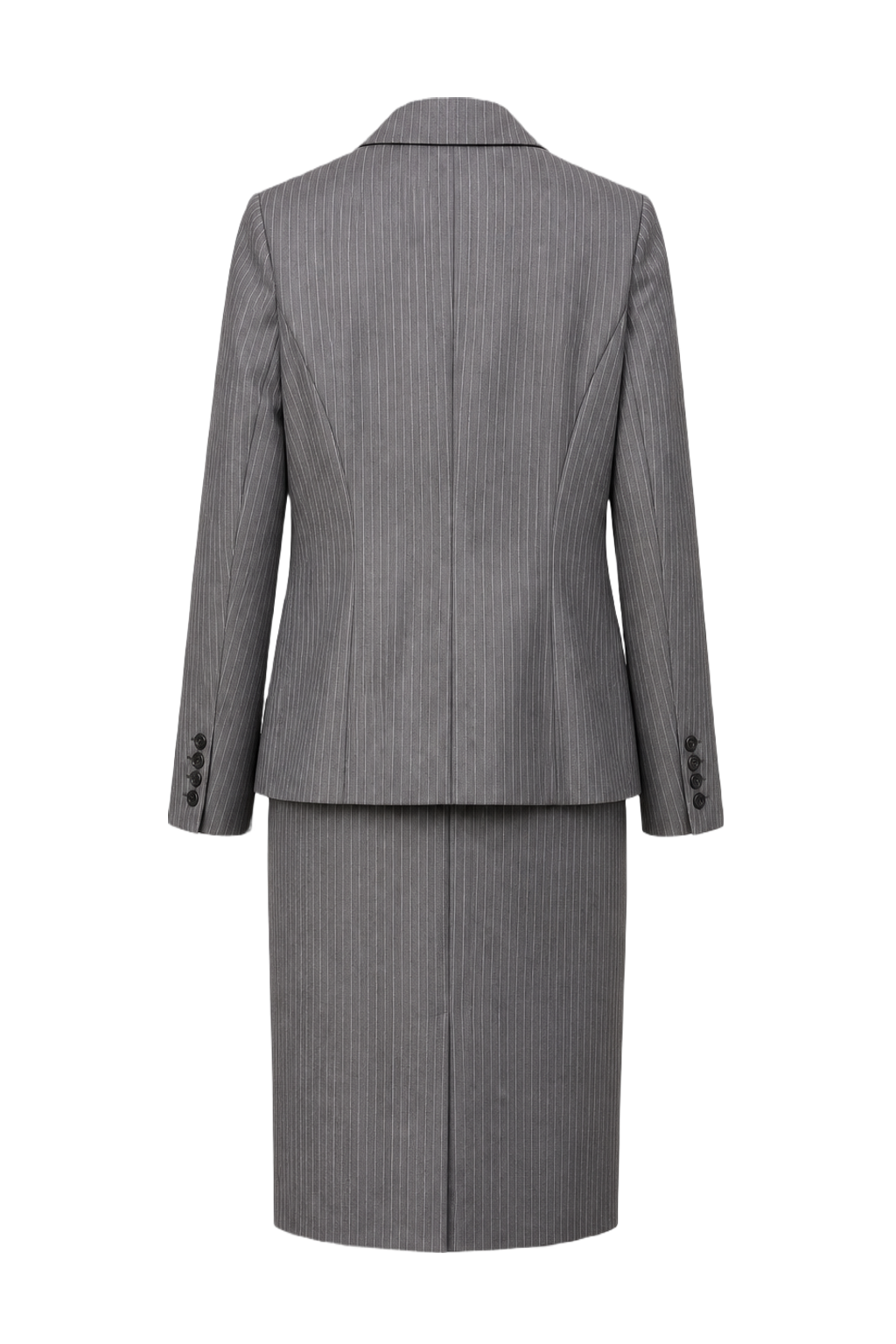 1990s Grey Wool Blend Skirt Suit - Back View