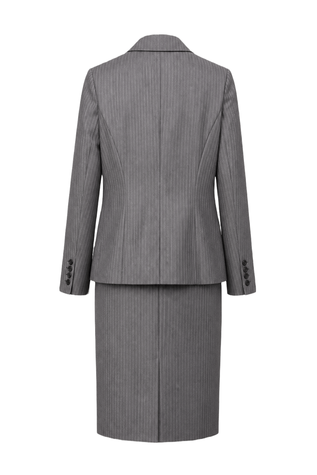 1990s Grey Wool Blend Skirt Suit - Back View