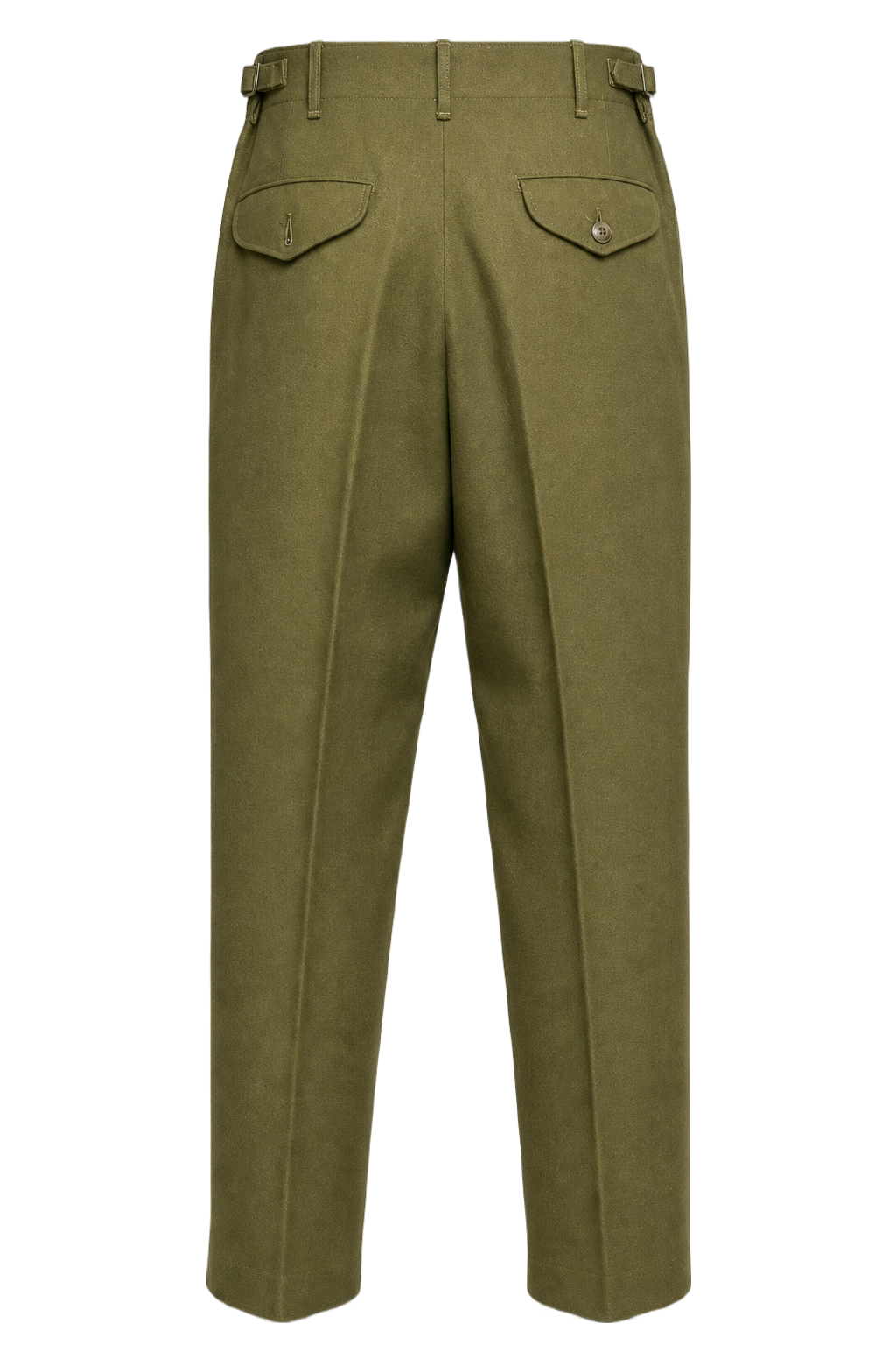 1940s Olive Green Wool Blend Trousers - Back View