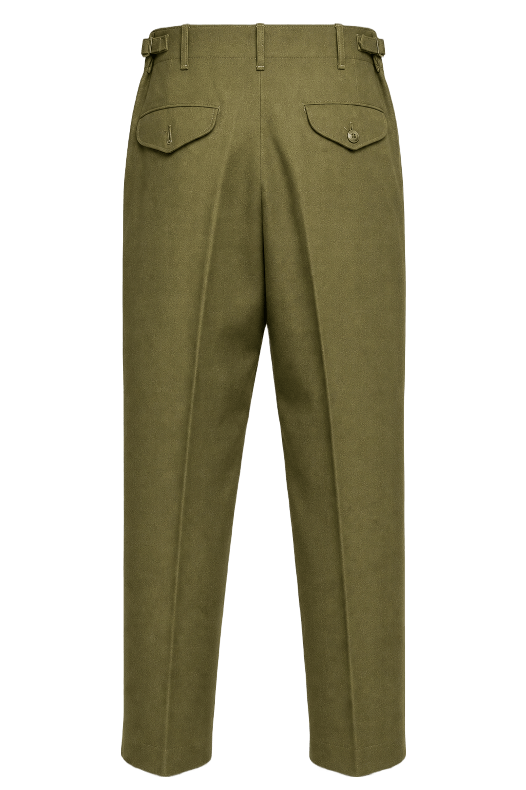 1940s Olive Green Wool Blend Trousers - Back View