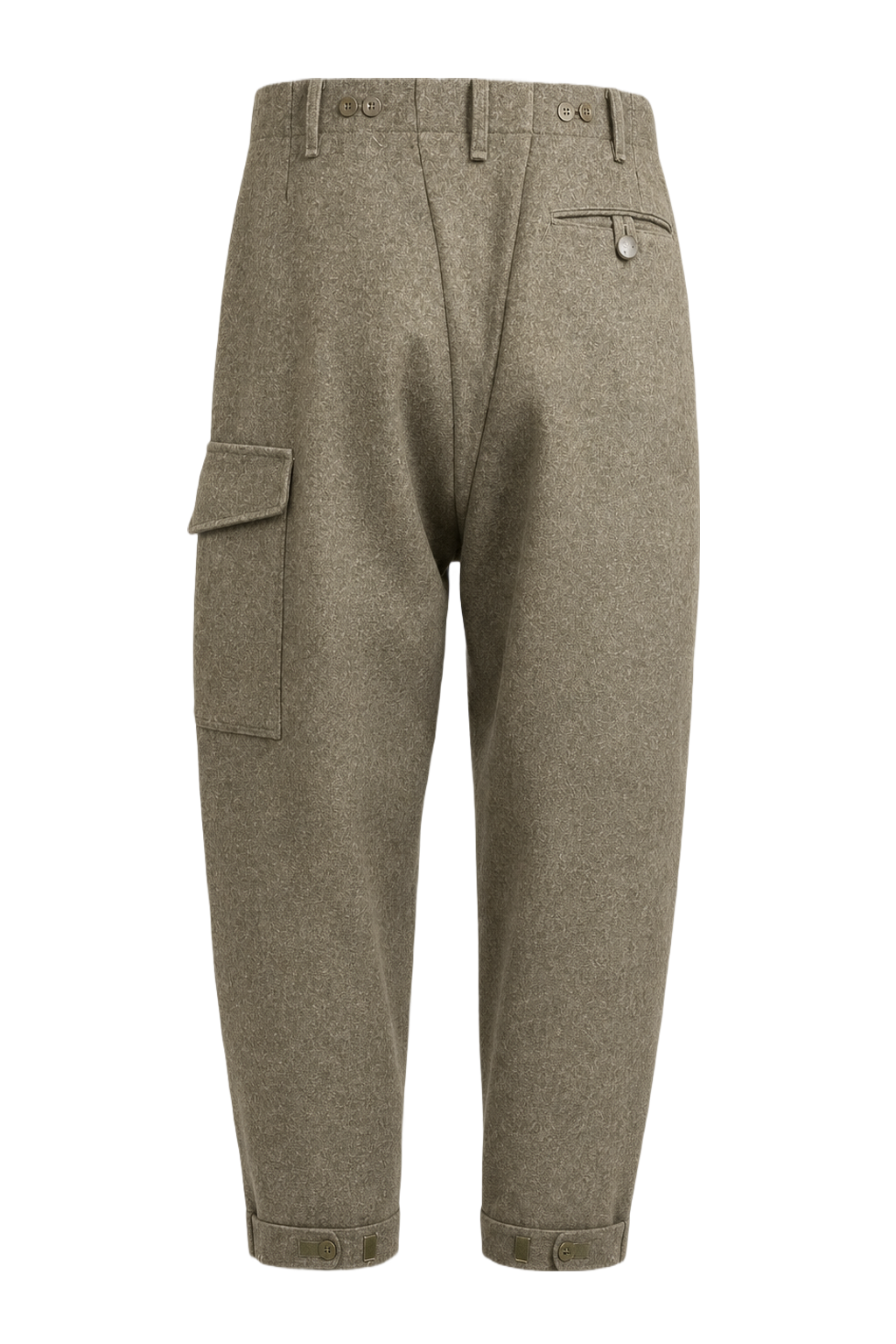 1940s Olive Green Wool Blend Trousers - Back View