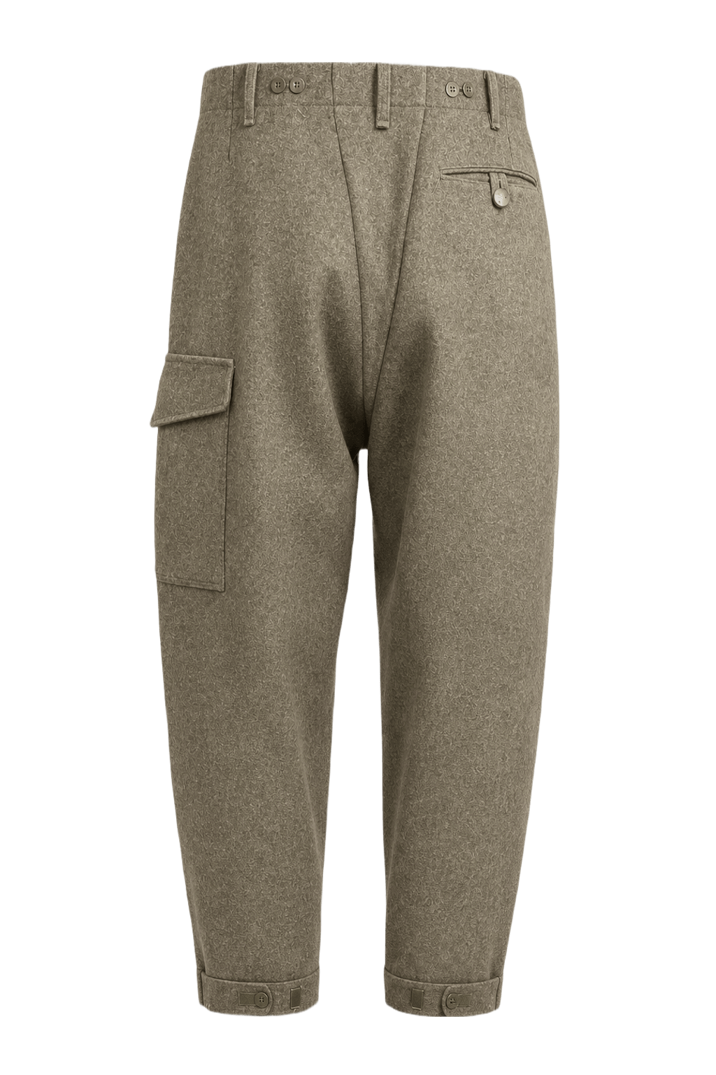 1940s Olive Green Wool Blend Trousers - Back View