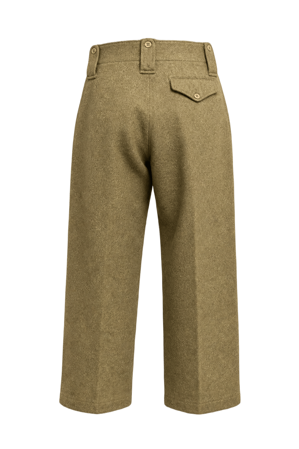 1940s Olive Green Wool Trousers - Back View