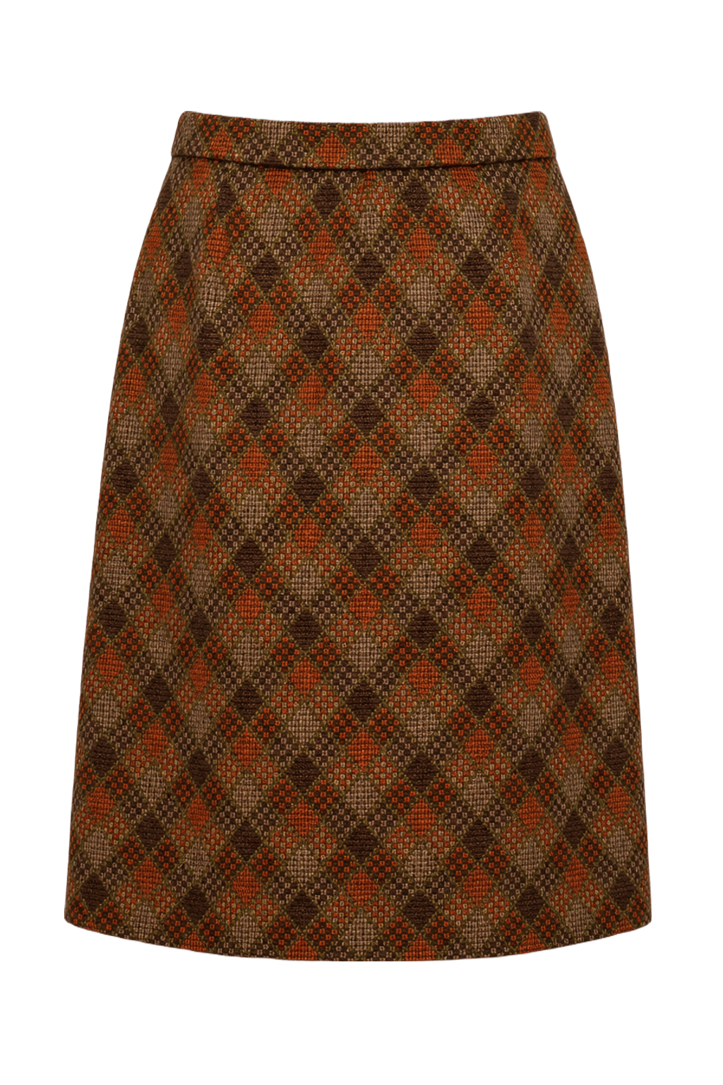 1970s Brown Wool Blend Skirt - Back View