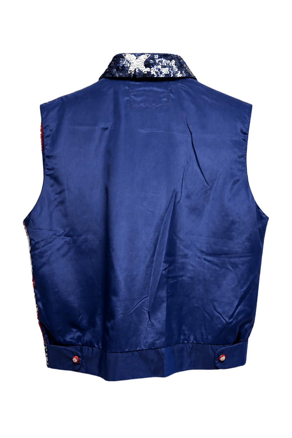 1980s Navy Blue Polyester Vest - Back View