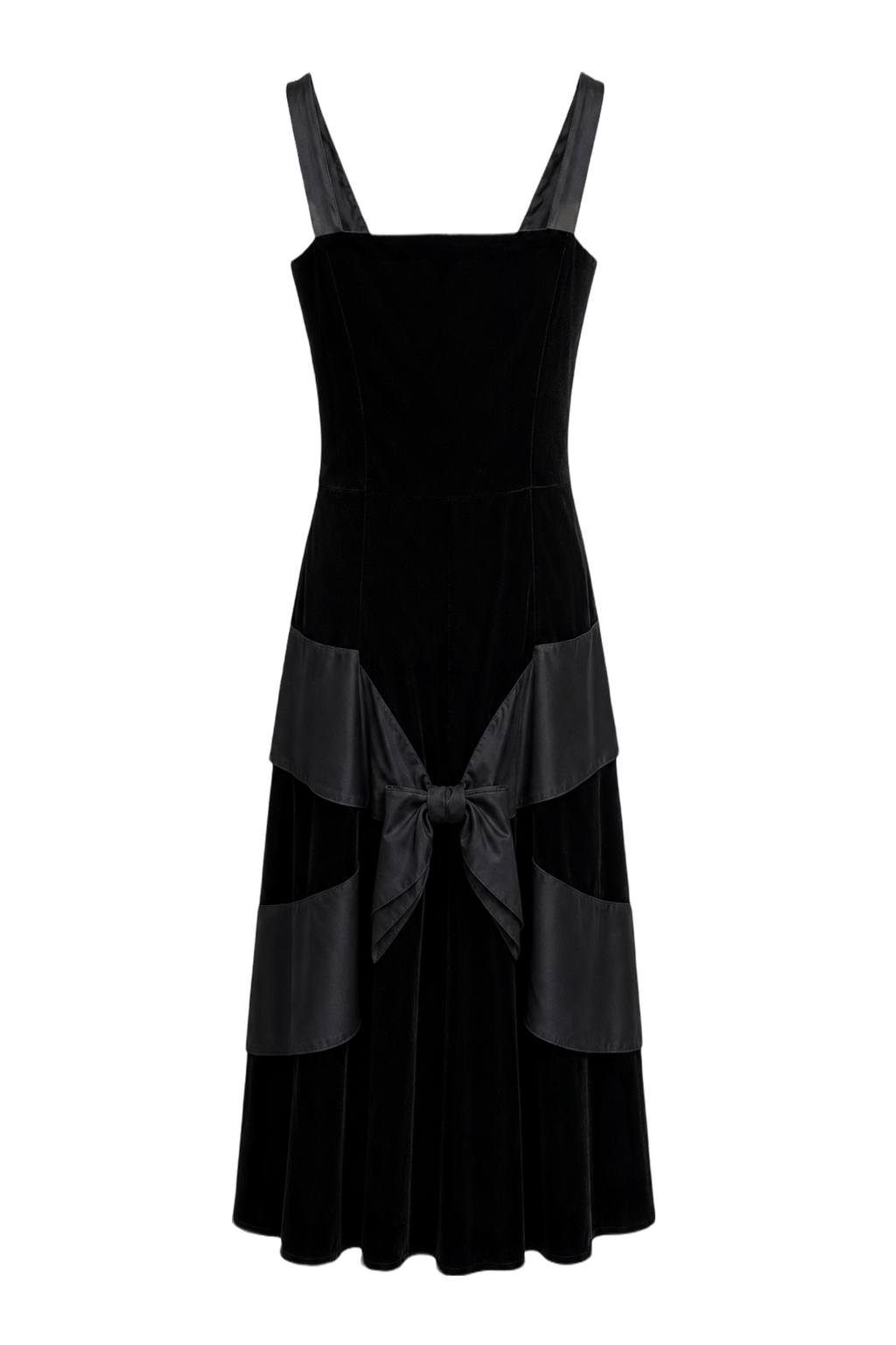 1990s Black Synthetic Blend Dress - Back View