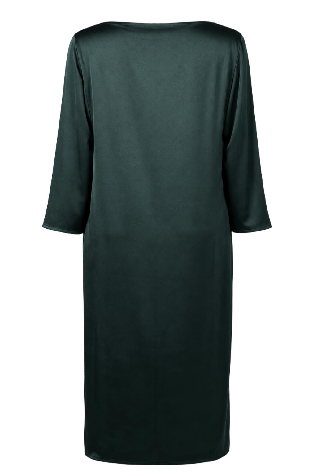 1970s Dark Green Synthetic Blend Shift Dress - Back View