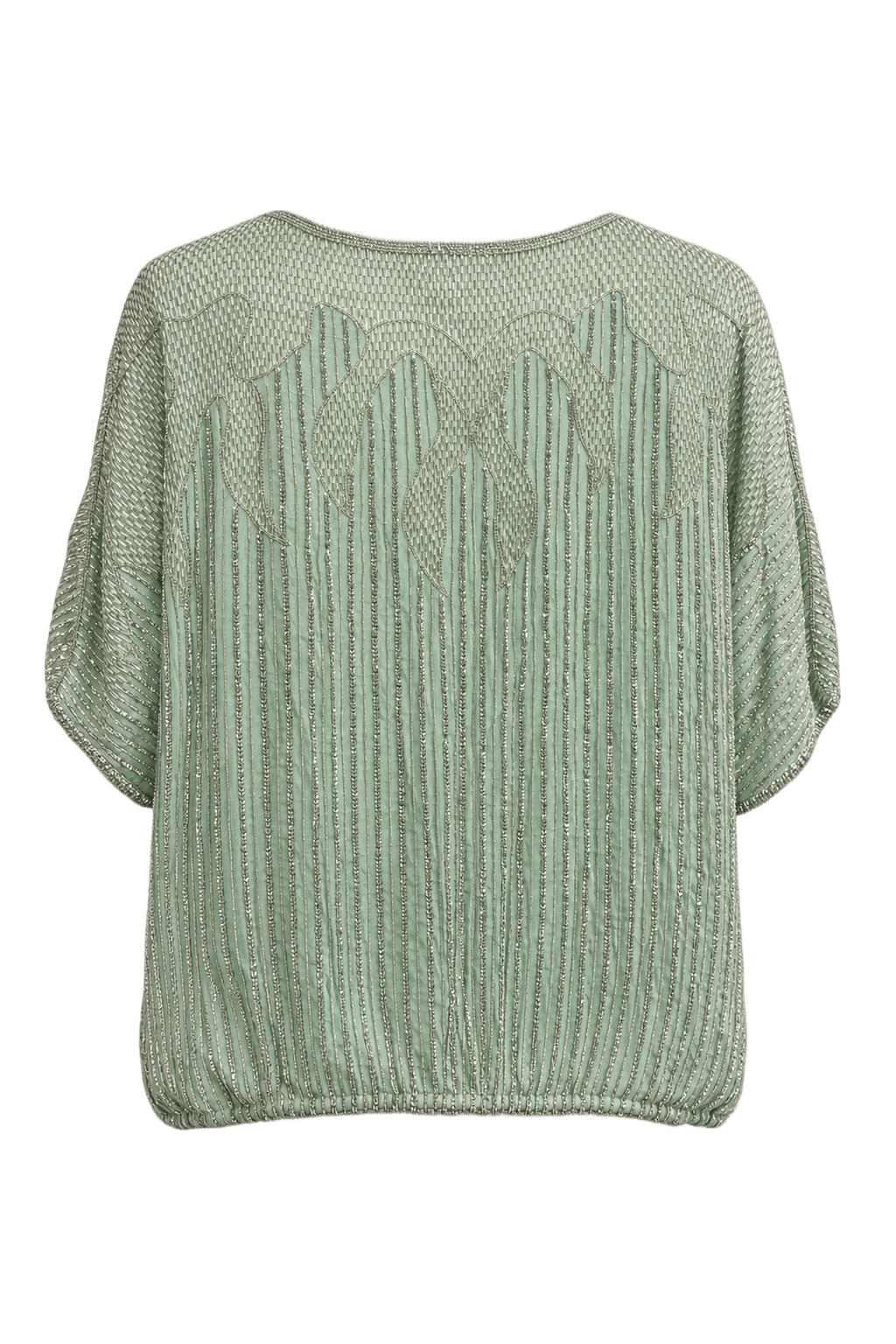 1980s Mint Green Synthetic Blend Blouse - Back View
