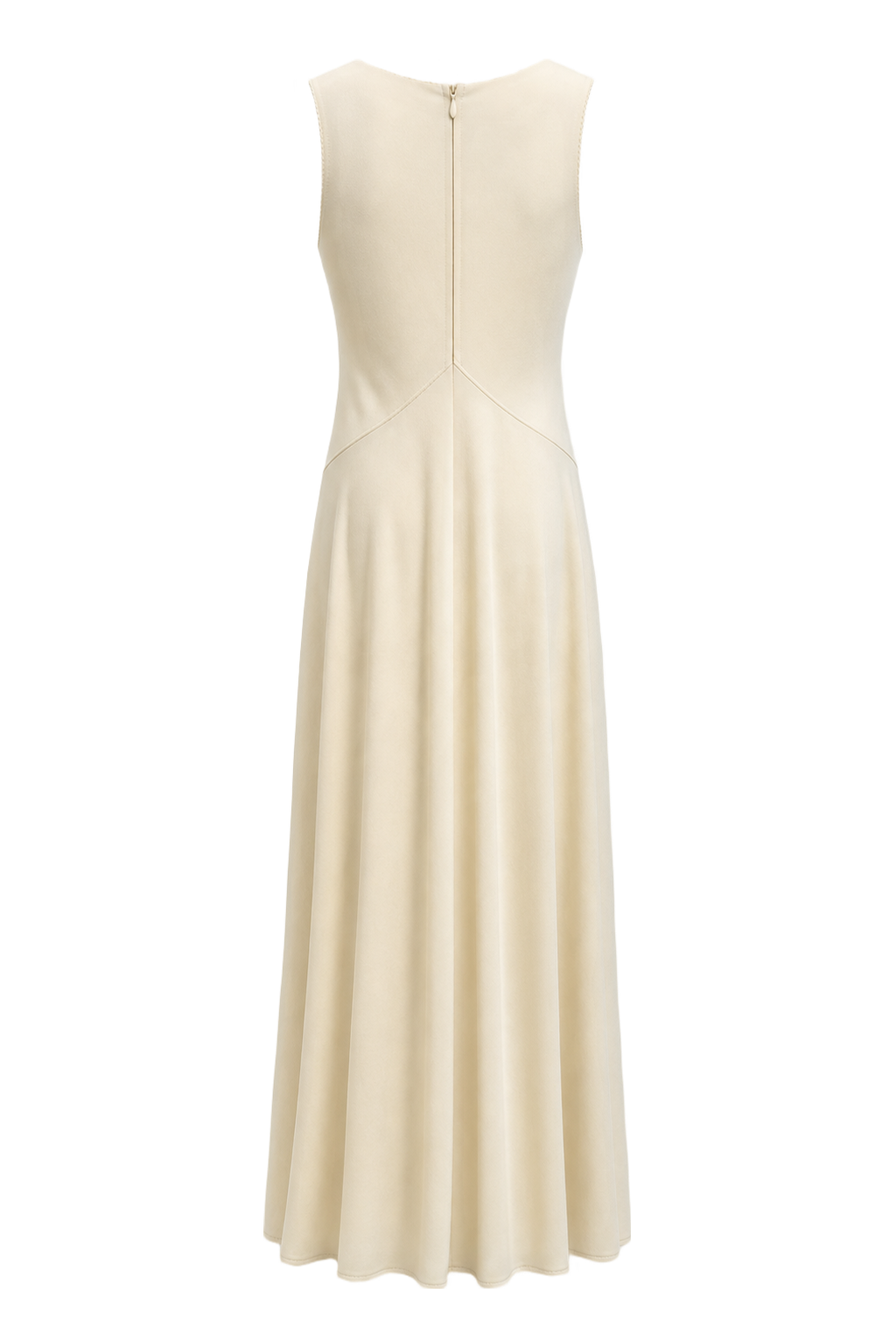 1950s Cream Synthetic Blend Shift Dress - Back View