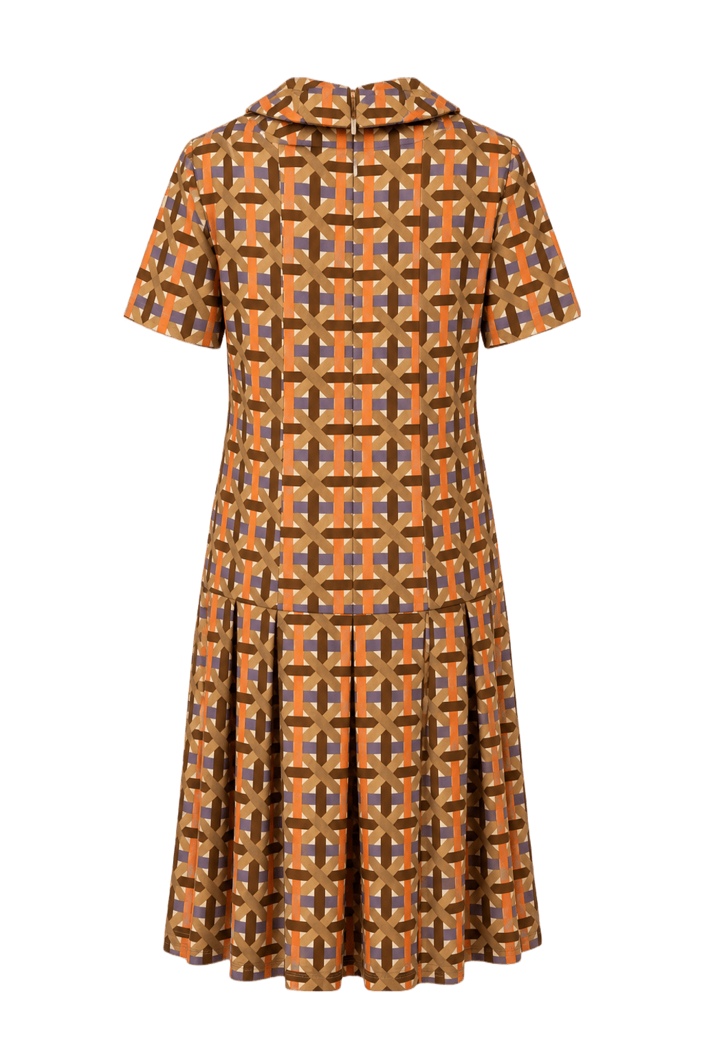 1970s Orange Synthetic Shift Dress - Back View