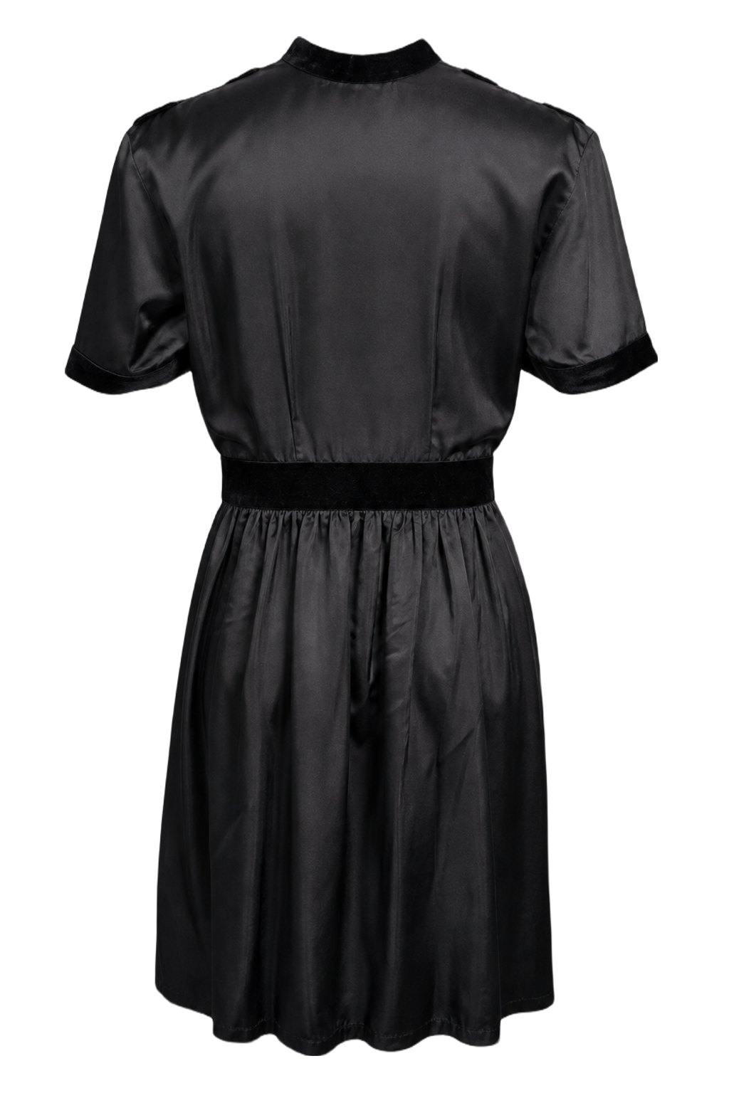 1970s Black Synthetic Blend Dress - Back View