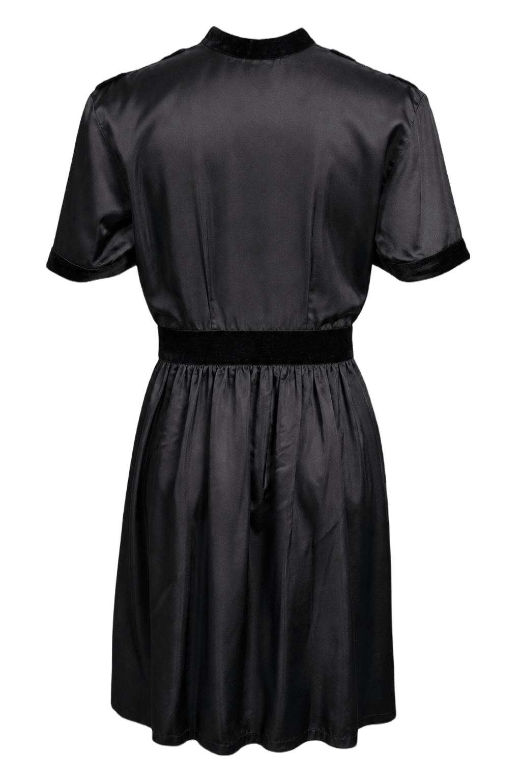 1970s Black Synthetic Blend Dress - Back View