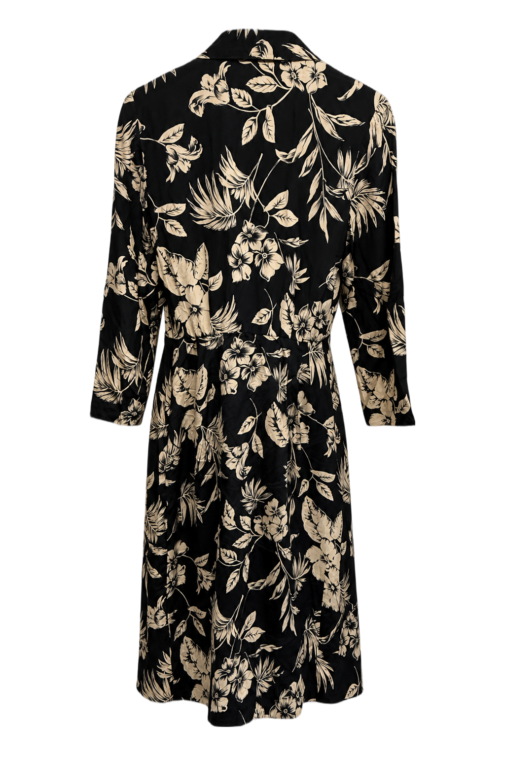 1950s Black Synthetic Blend Wrap Dress - Back View