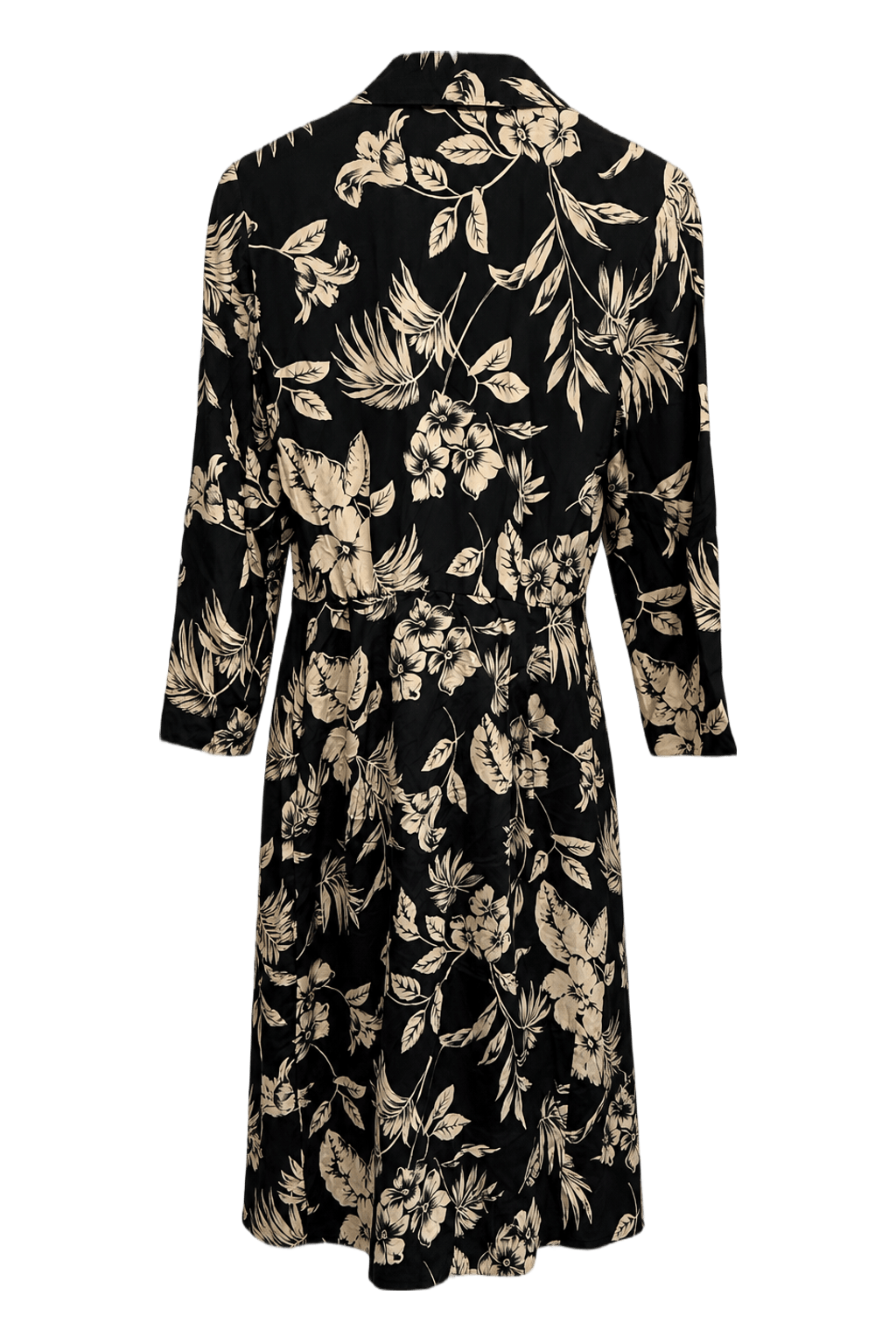 1950s Black Synthetic Blend Wrap Dress - Back View