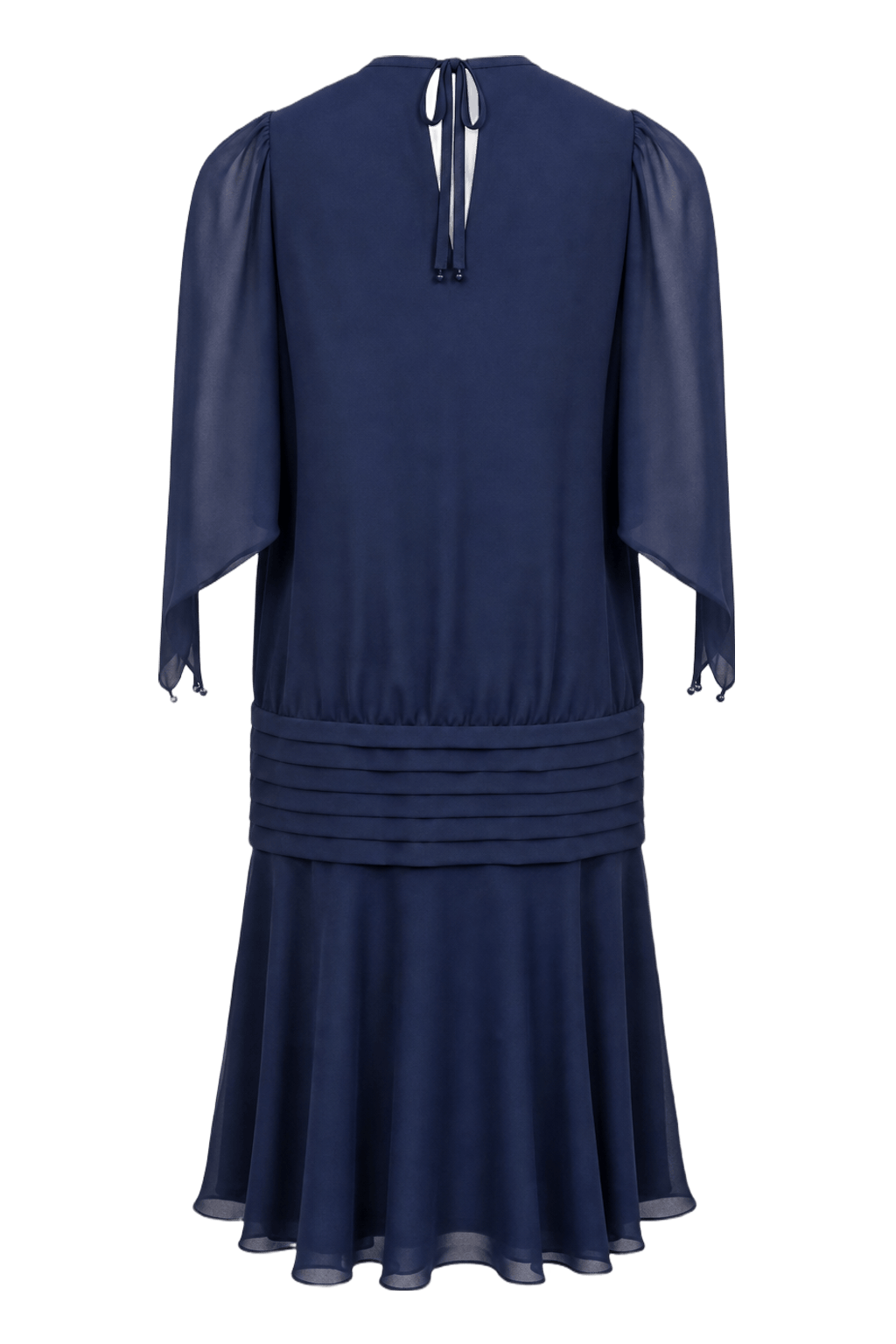 1950s Navy Blue Synthetic Blend Dress - Back View