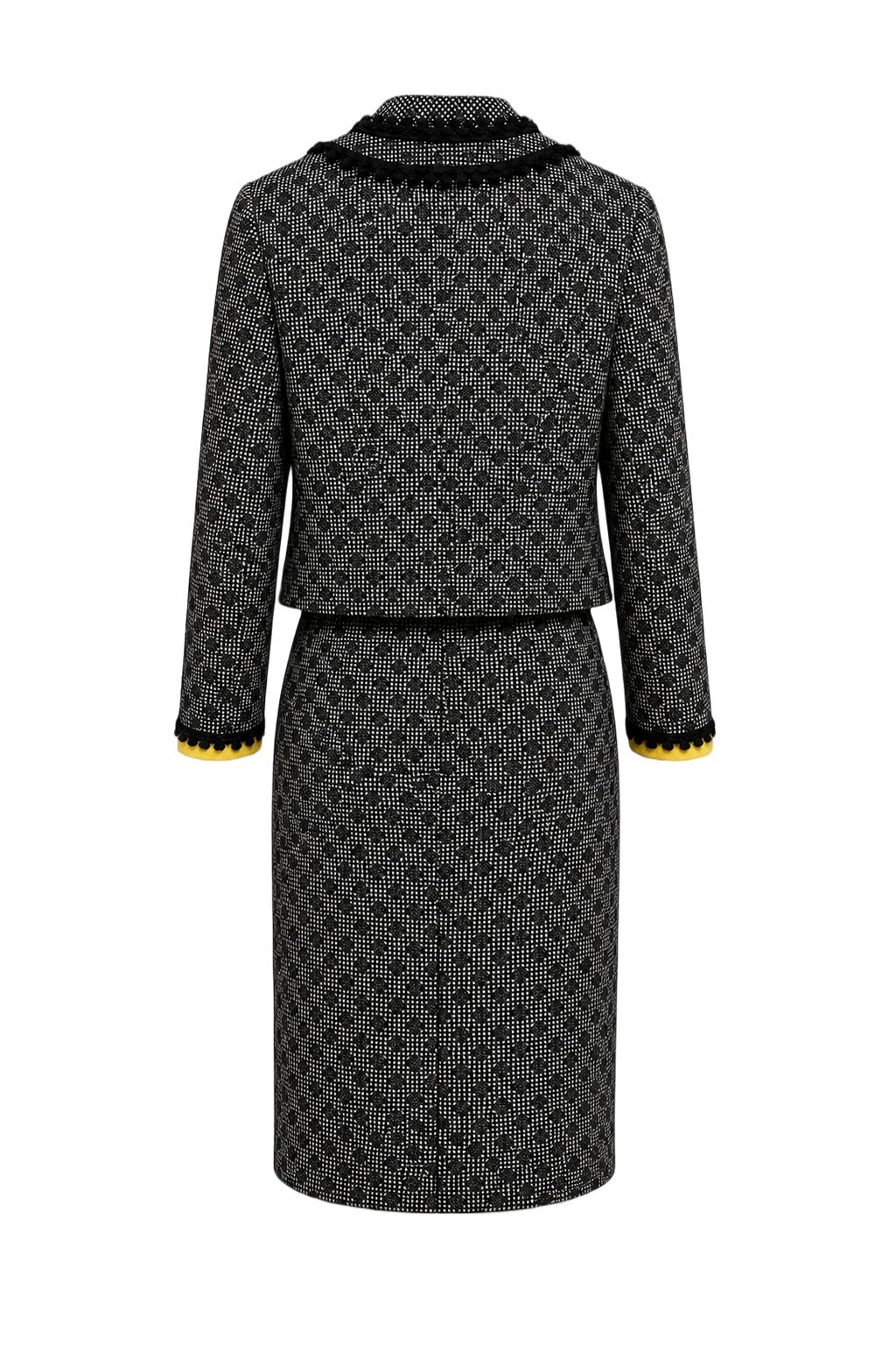 1990s Black and White Synthetic Blend Blouse and Dress Set - Back View