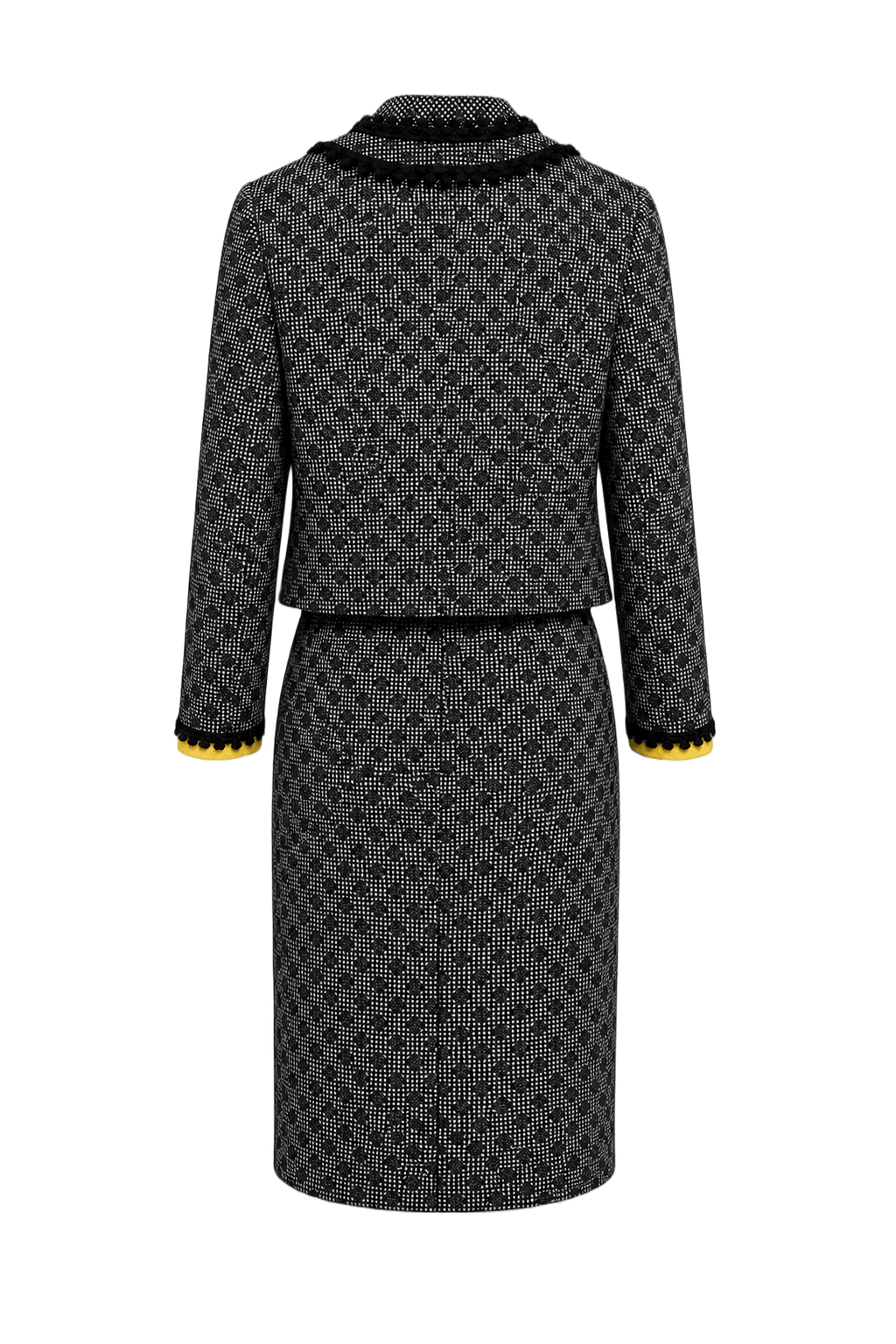 1990s Black and White Synthetic Blend Blouse and Dress Set - Back View