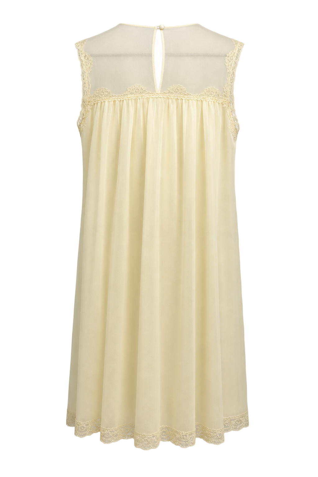1990s Cream White Synthetic Blend Shift Dress - Back View