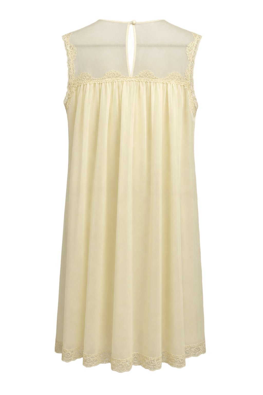 1990s Cream White Synthetic Blend Shift Dress - Back View