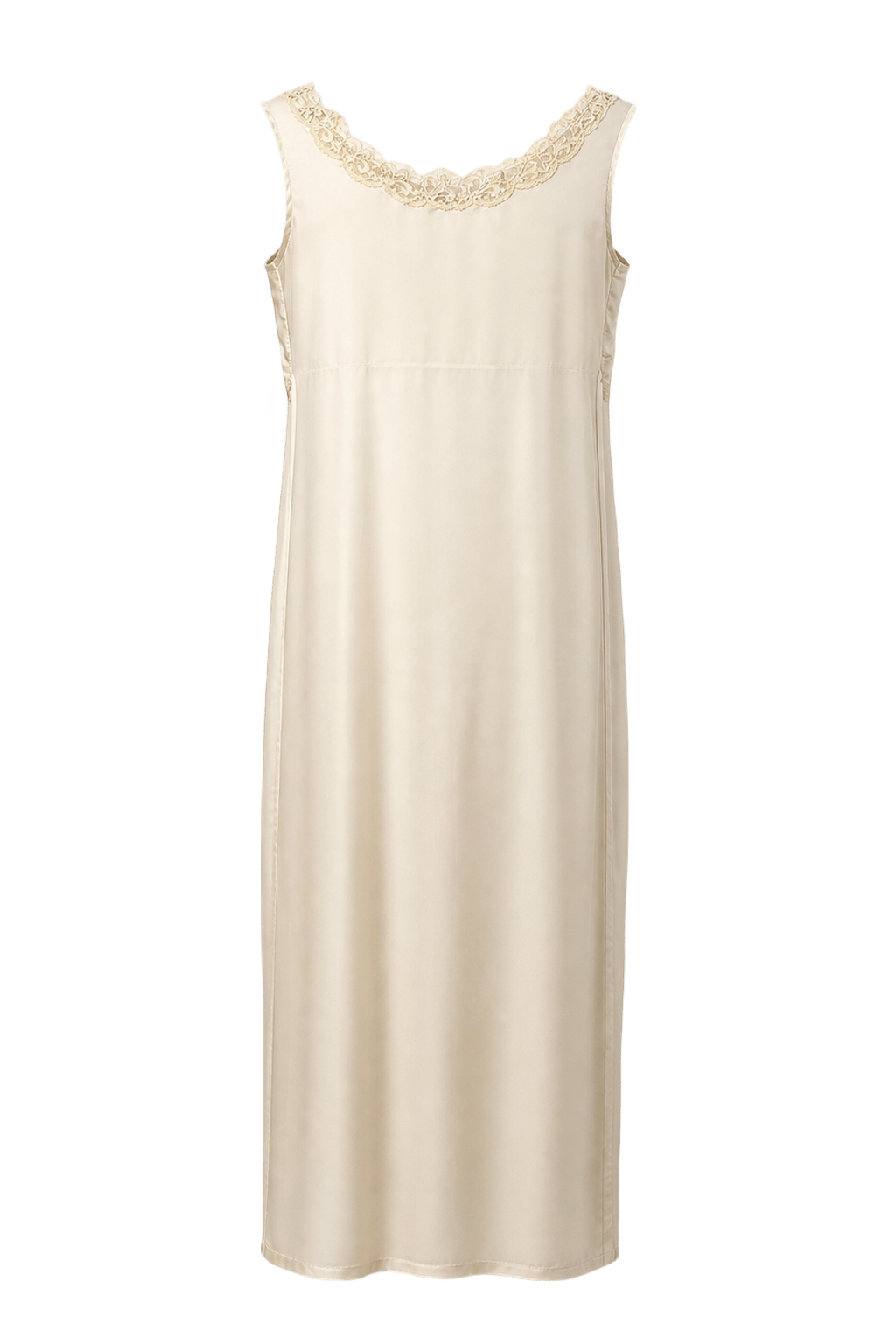 1950s Cream White Synthetic Blend Maxi Dress - Back View