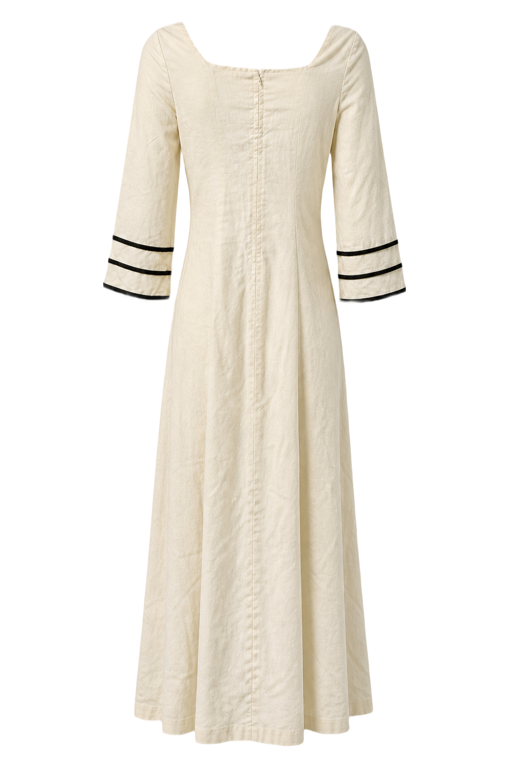 1970s Cream Cotton Blend Maxi Dress - Back View