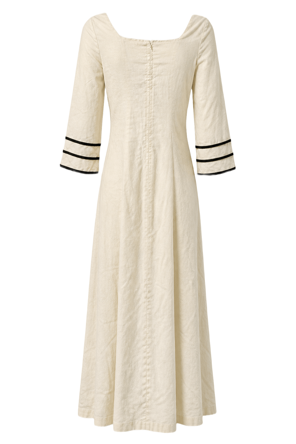 1970s Cream Cotton Blend Maxi Dress - Back View