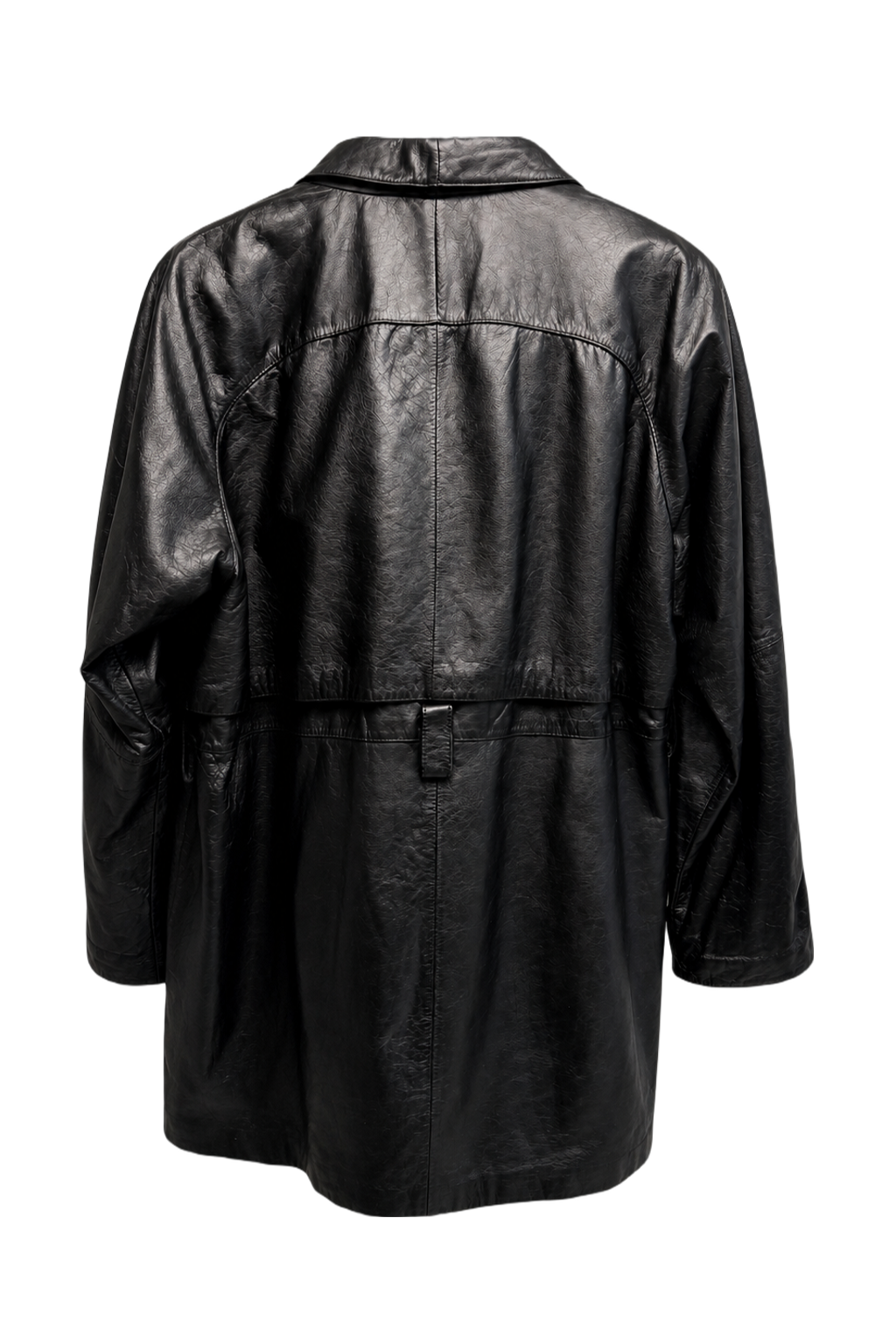 1990s Black Leather Coat - Back View