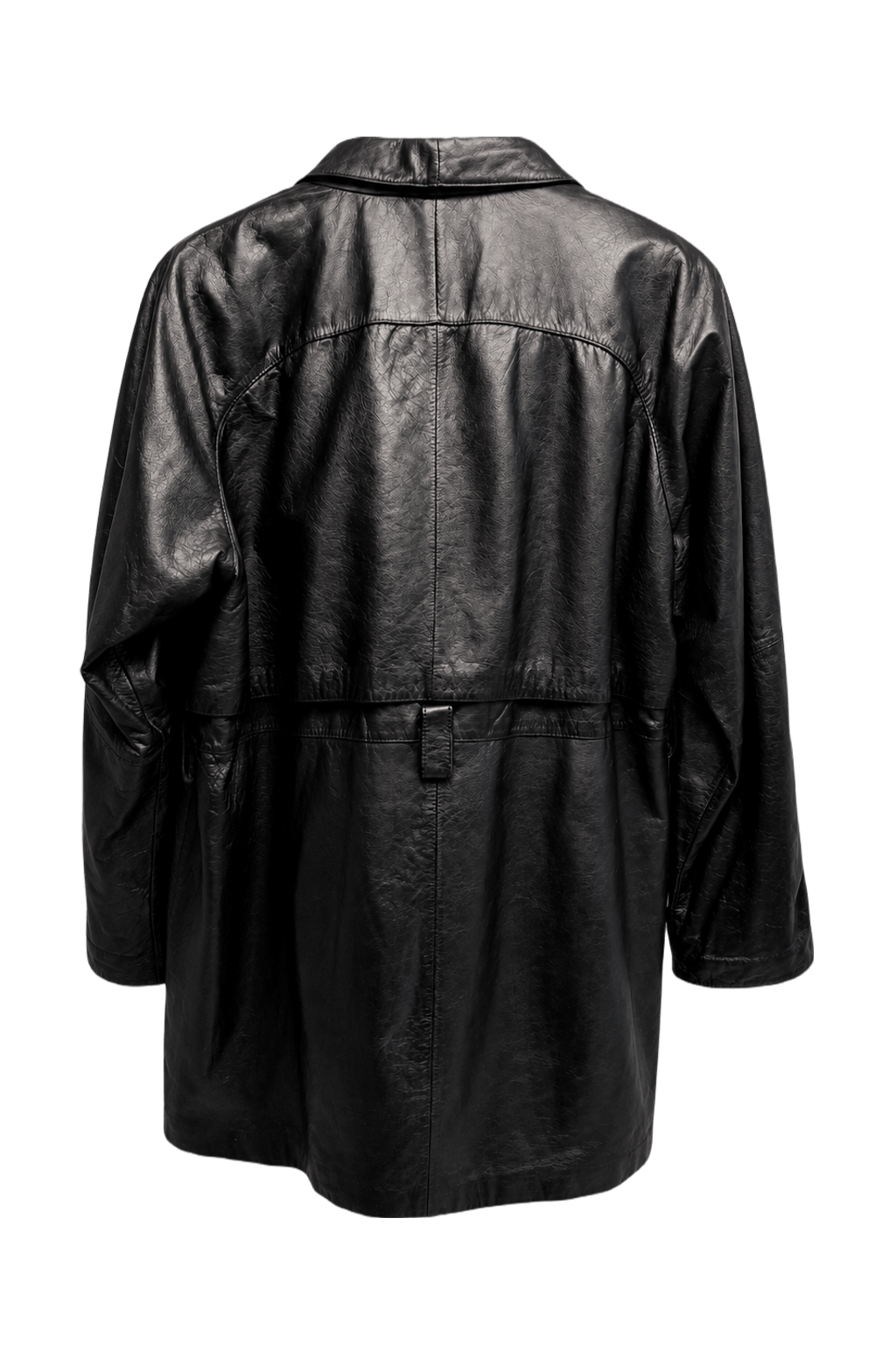 1990s Black Leather Coat - Back View