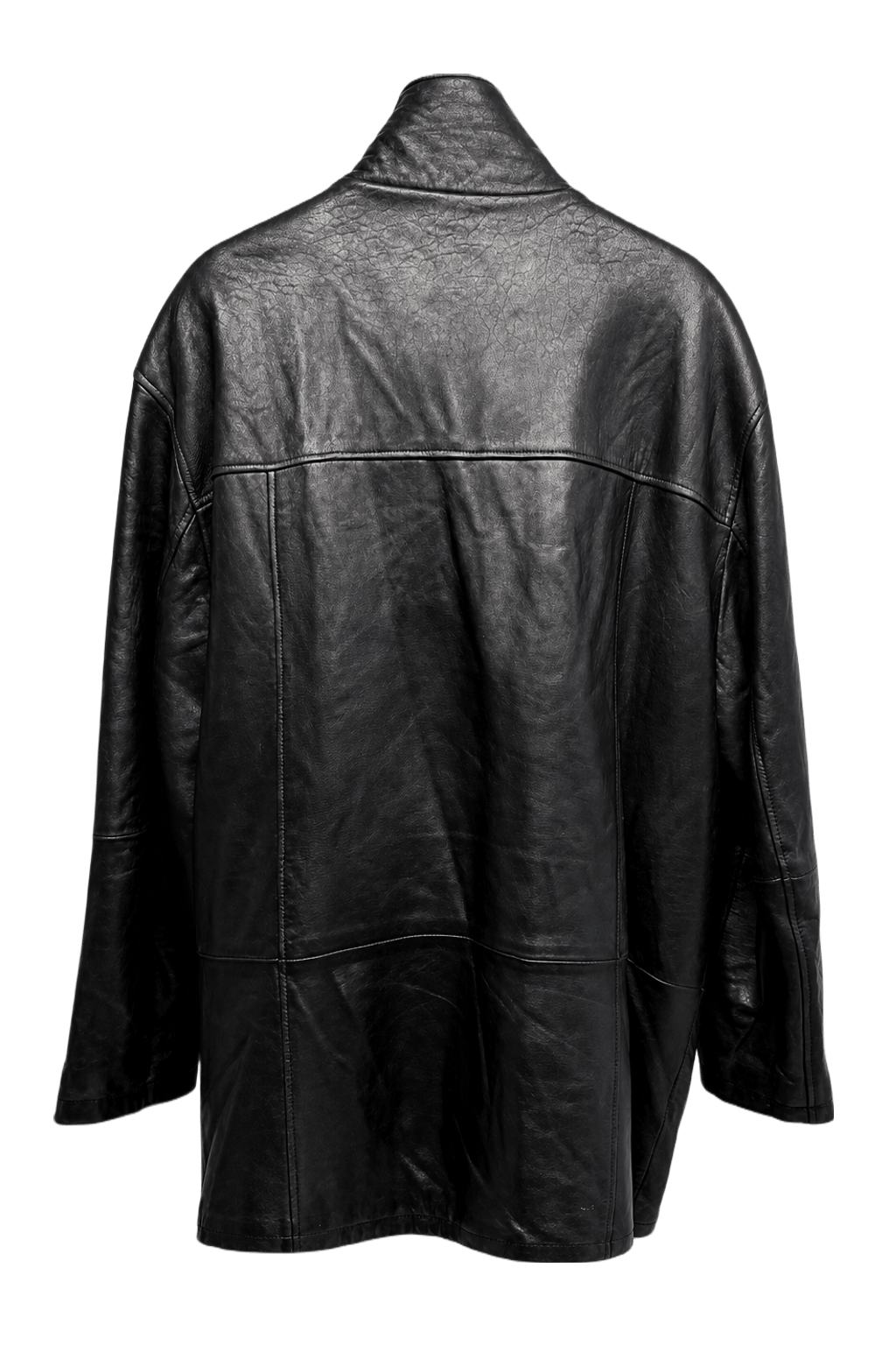 1990s Black Leather Jacket - Back View