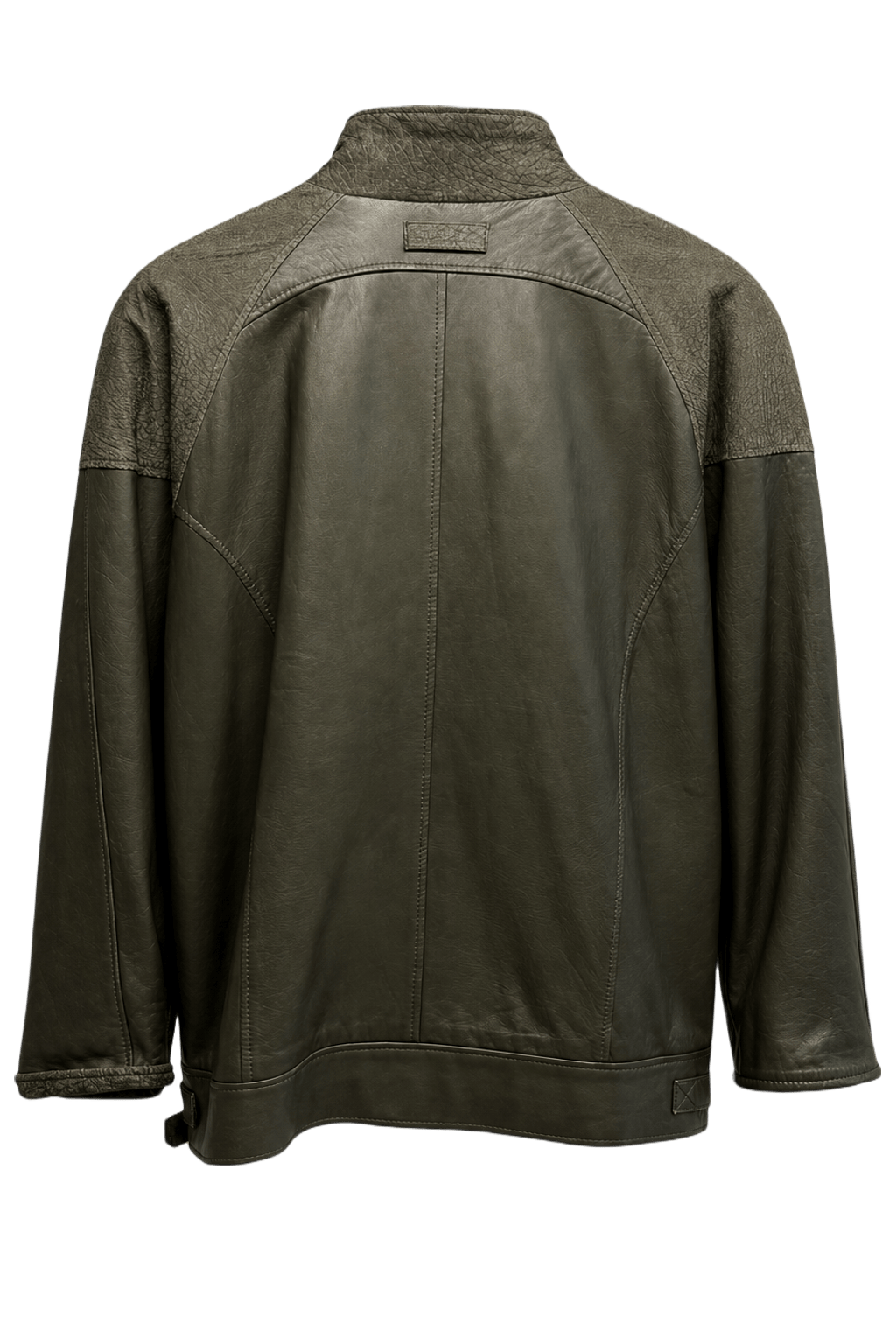 1990s Dark Green Leather Jacket - Back View