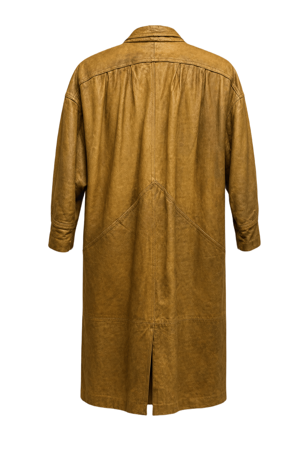 1990s Tan Leather Coat - Back View