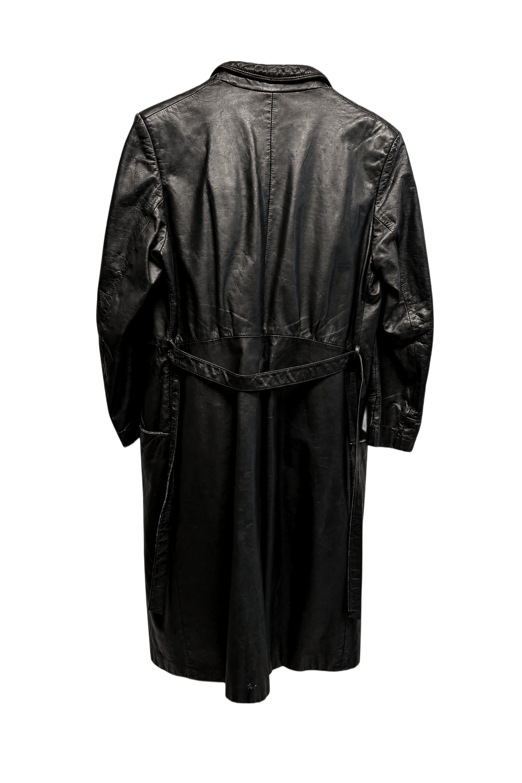 1980s Black Leather Leather Coat - Back View