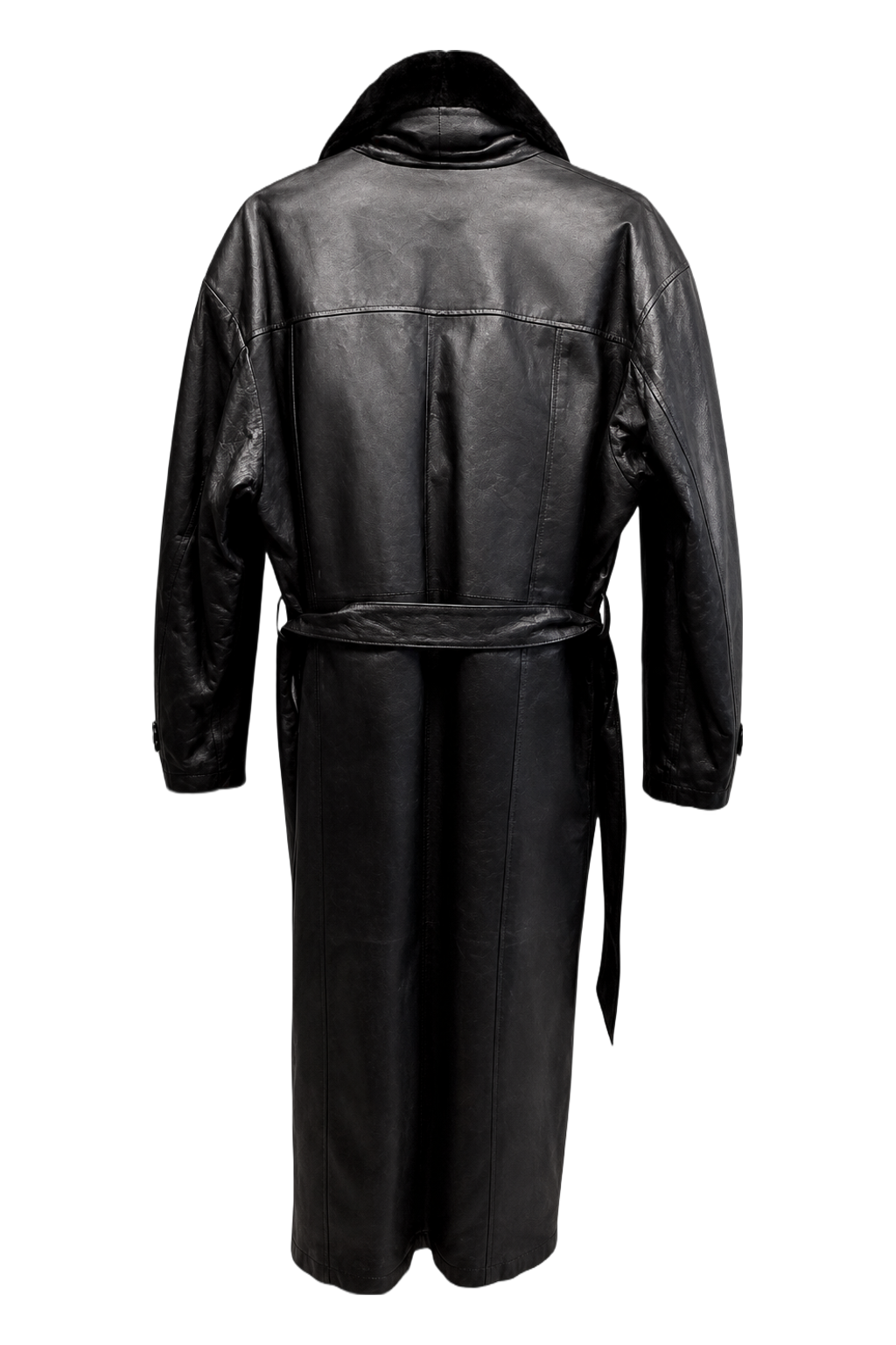 1980s Black Leather Coat - Back View