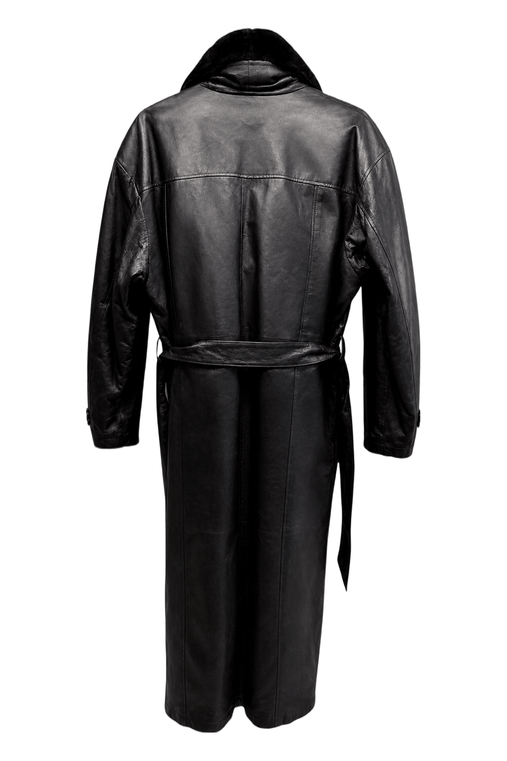 1980s Black Leather Coat - Back View