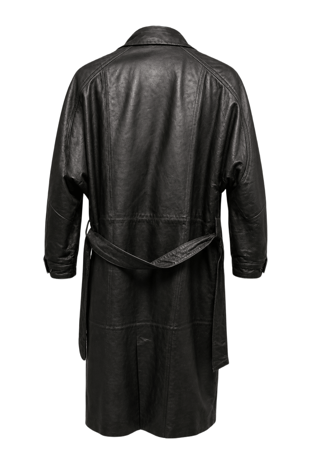 1990s Black Leather Coat - Back View