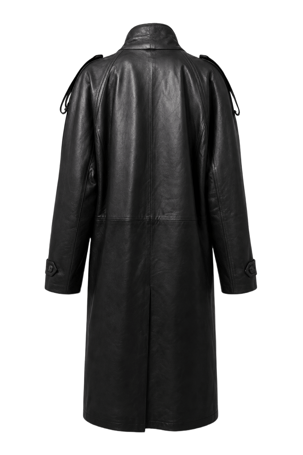 1980s Black Leather Coat - Back View