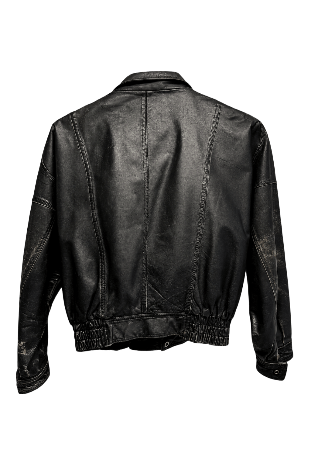 1990s Black Leather Jacket - Back View