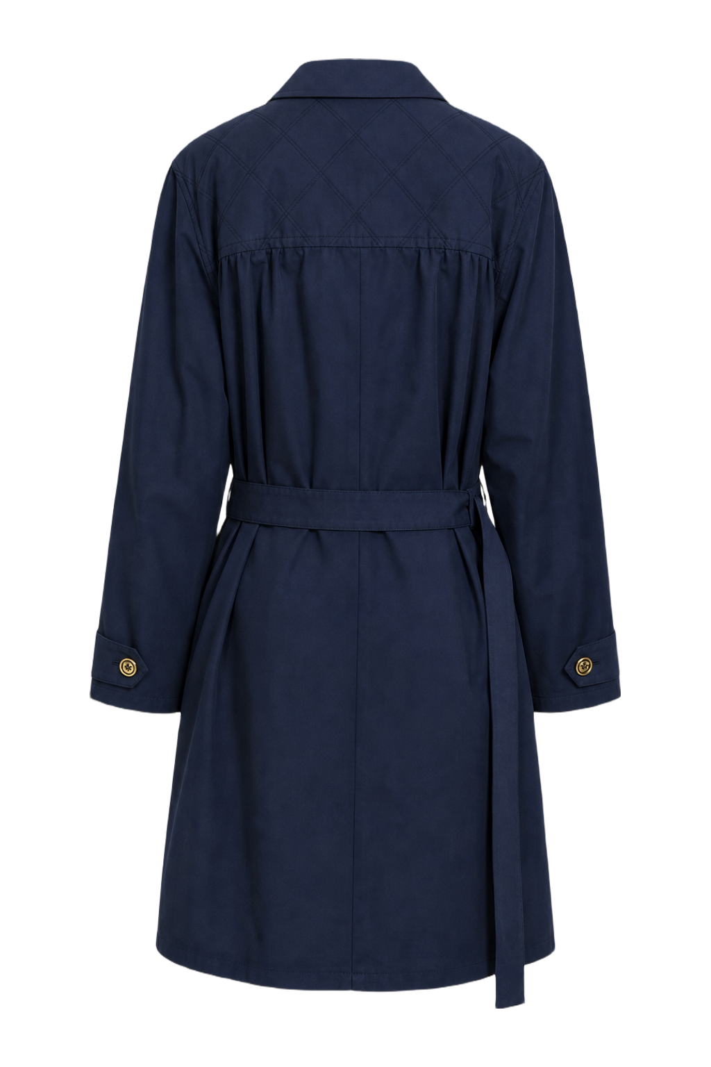 1970s Navy Blue Cotton Blend Coat - Back View