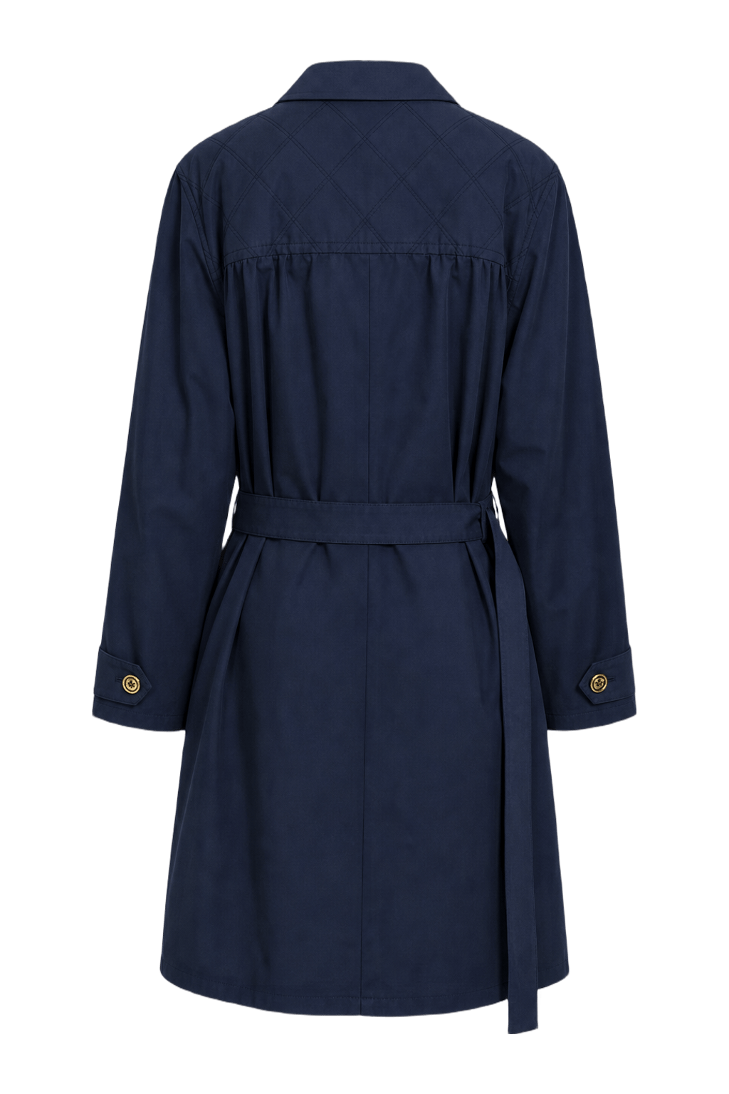 1970s Navy Blue Cotton Blend Coat - Back View