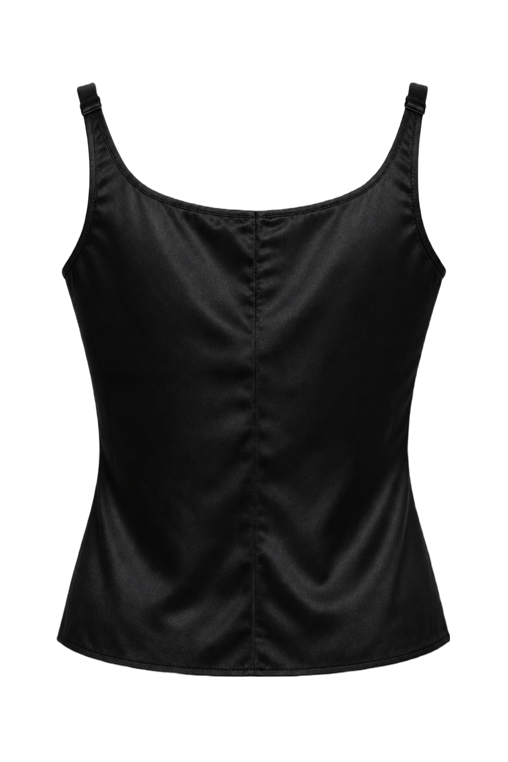 1990s Black Satin Tank Top - Back View