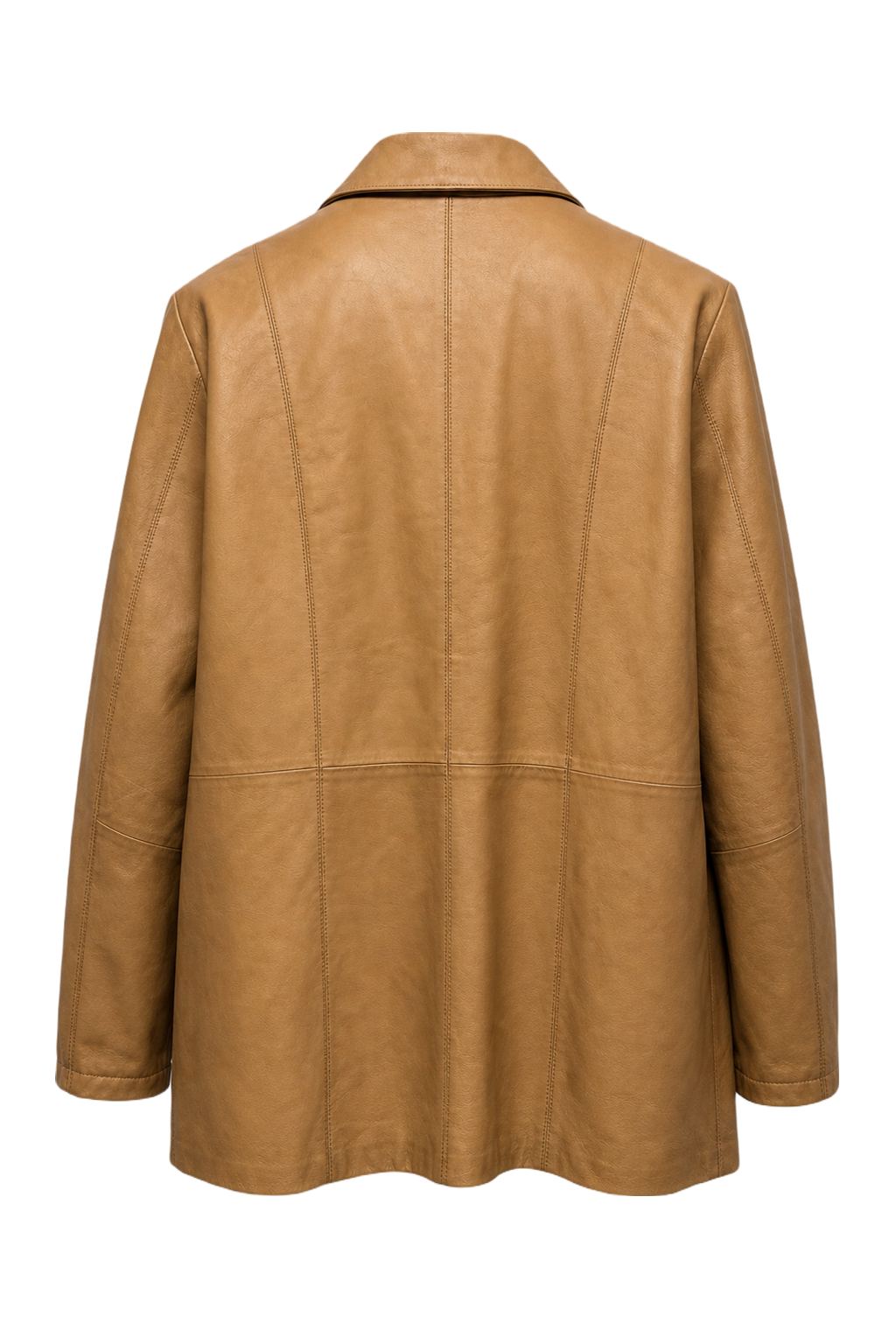 1990s Beige Leather Jacket - Back View