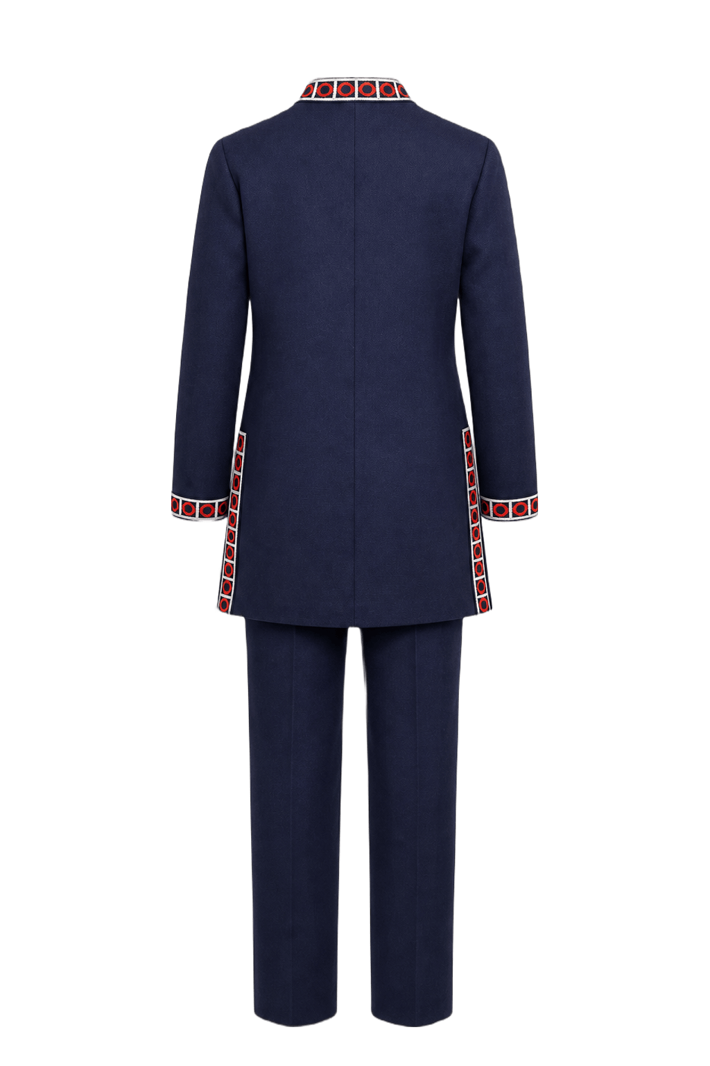 1970s Navy Blue Wool Tunic Set - Back View