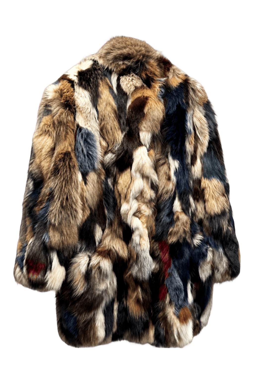 1980s Multicolor Fur Coat - Back View
