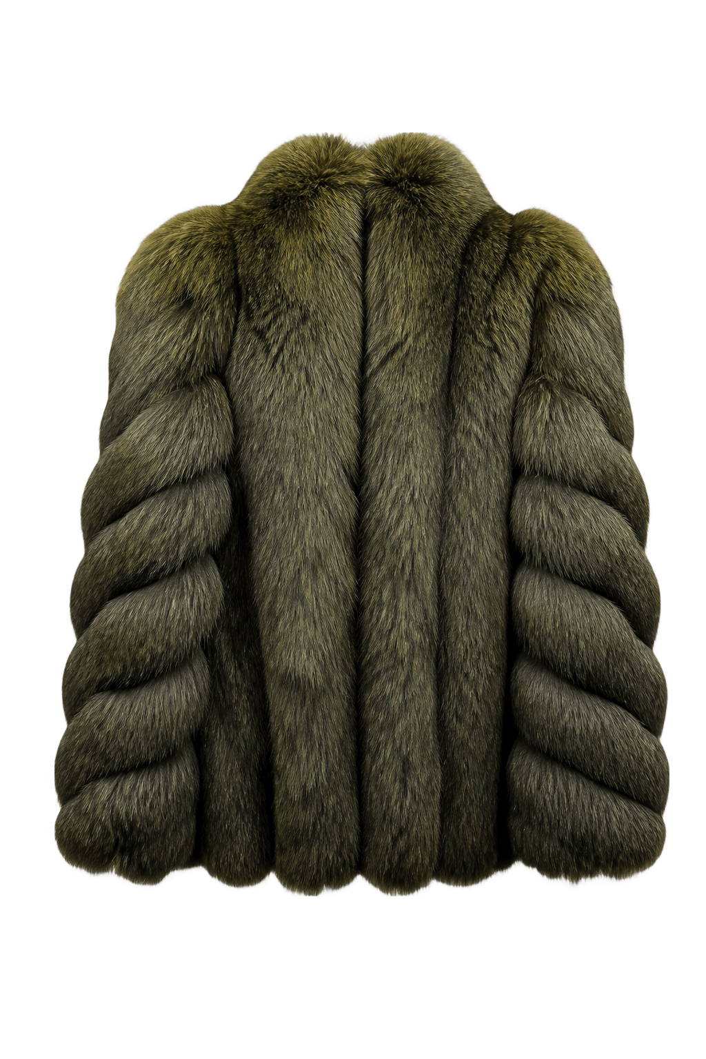1980s Olive Green Fur Coat - Back View