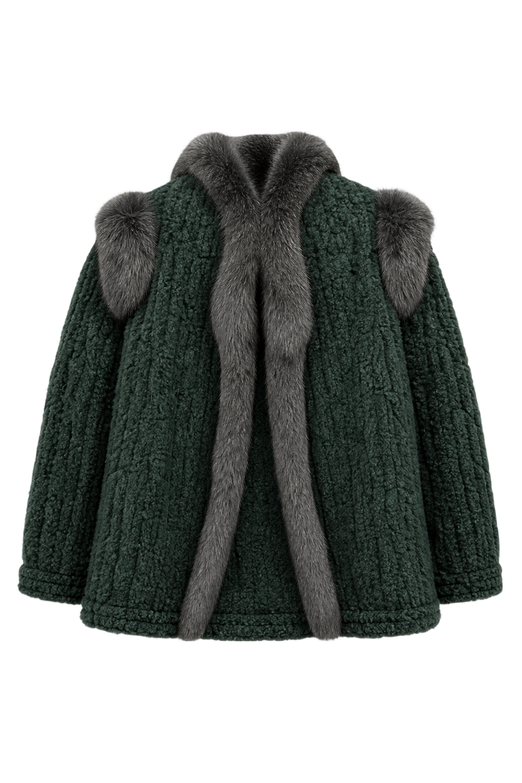 1980s Emerald Green Fur Coat - Back View