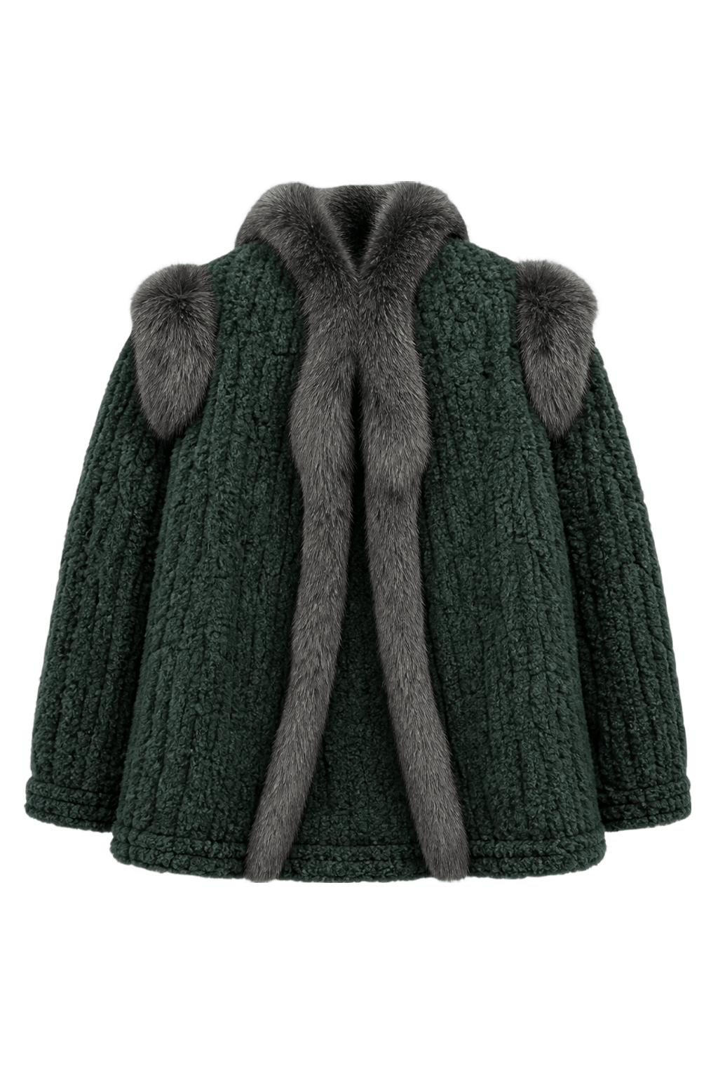 1980s Emerald Green Fur Coat - Back View
