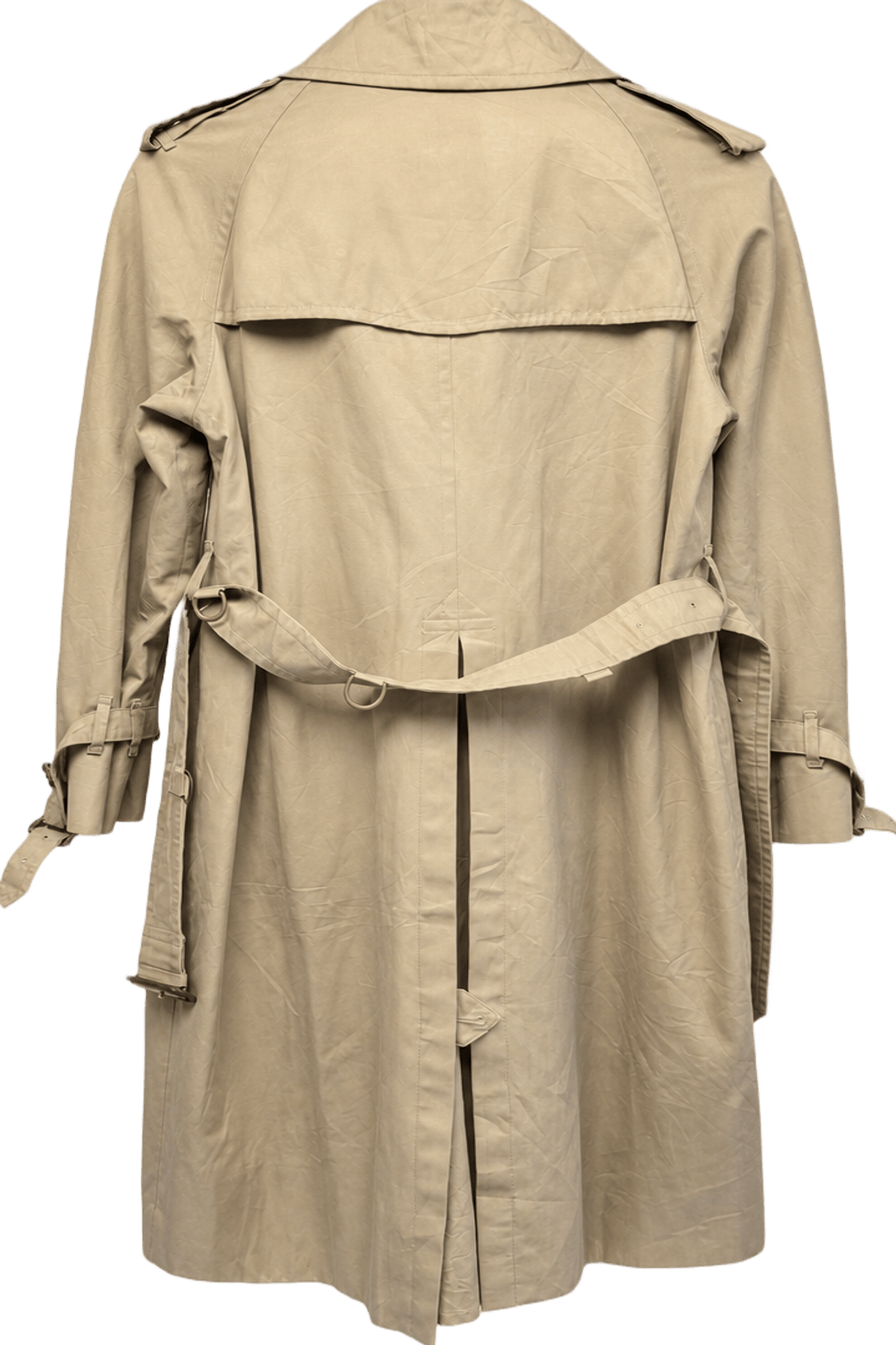 1980s Khaki Cotton Trench Coat - Back View